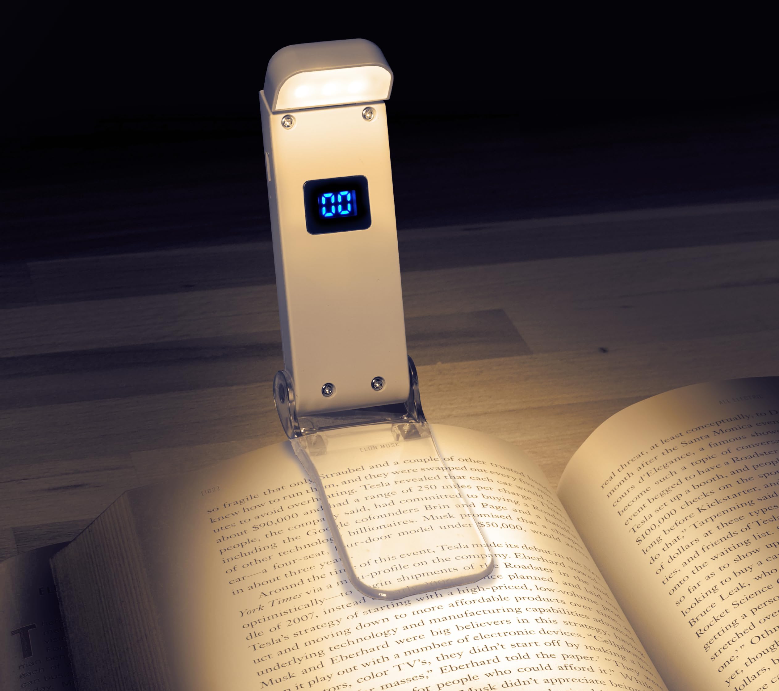 VViViD Book Light, Rechargeable, Reading in Bed Stepless Dimmable, Studying, Working, Vacations (Bookmark Clip)