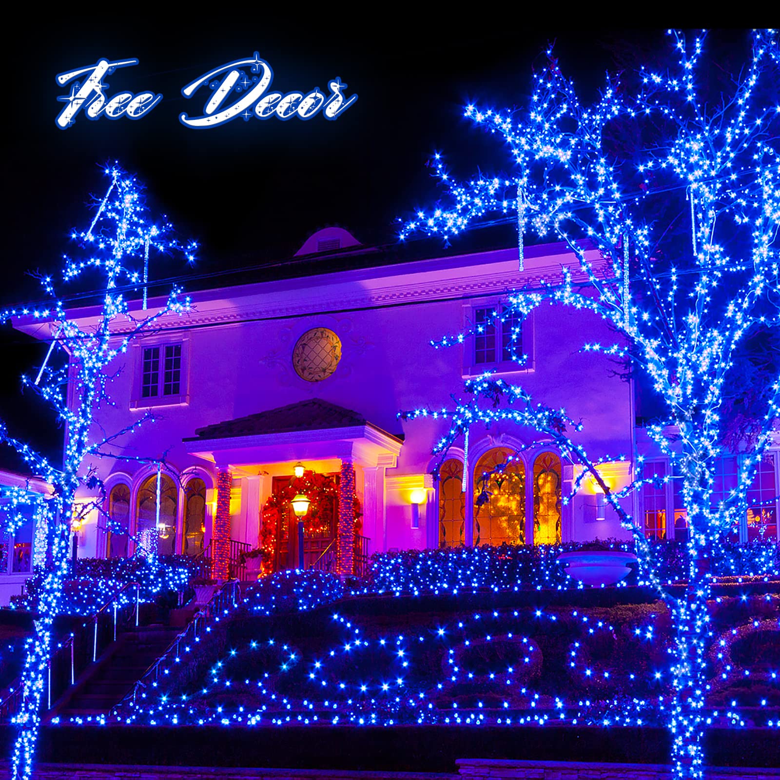 Jmexsuss 2 Pack Solar Christmas Lights Outdoor Waterproof, 200Led 75 Ft Each Blue Solar Lights Outdoor, 8 Modes Solar String Lights For Outside, Gardens, Party, Tree, Halloween, Christmas Decorations