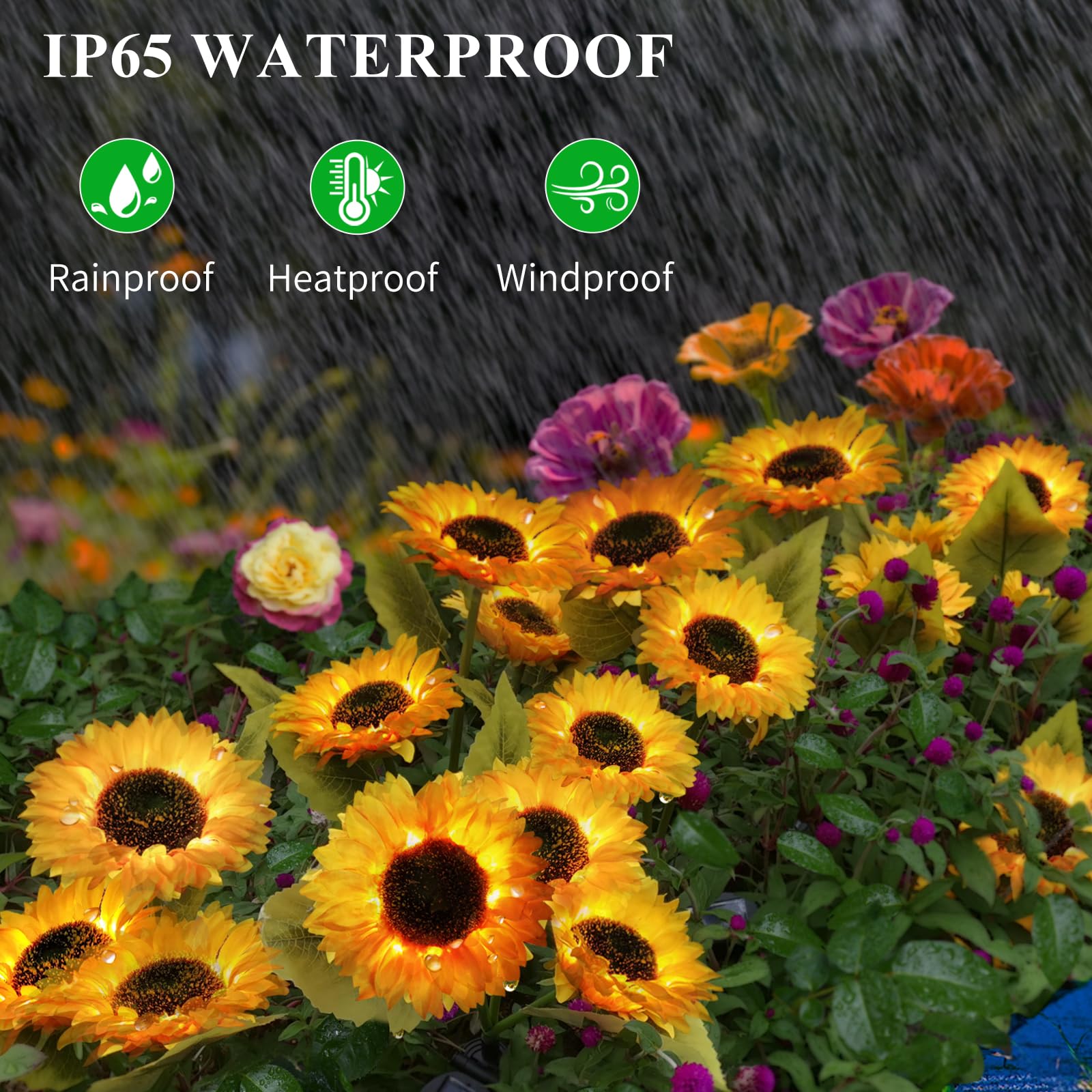 4-Pack Solar Powered Sunflower Garden Lights, Led Outdoor Decor Solar Light Flowers For Yard Patio Ground Lawn Landscape, Decora