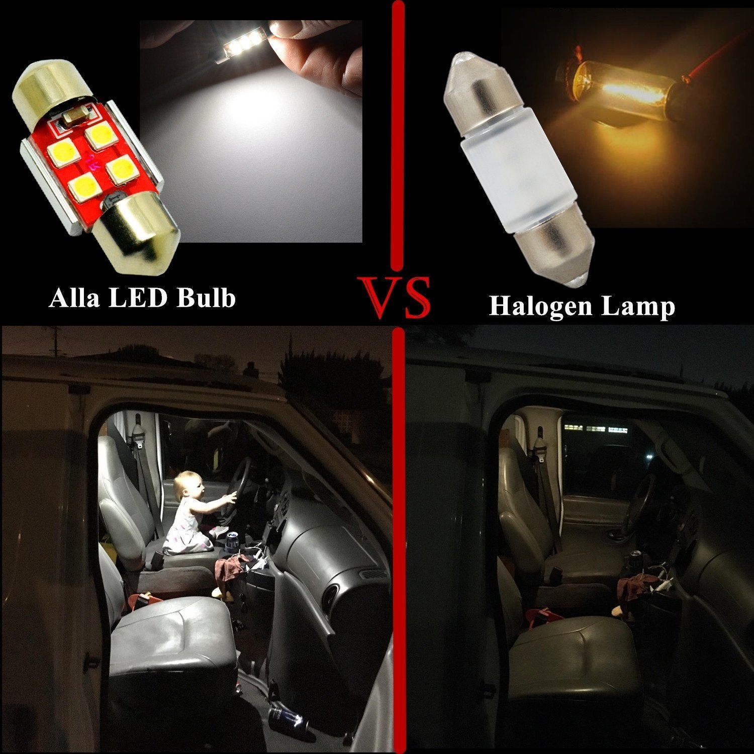 Alla Lighting 4X 800 Lumens De3175 De3021 De3022 Led Bulb Can-Bus Xtreme Super Bright 6000K Xenon White 31Mm(1.25&quot;) 3030 Smd Interior Festoon Dome, Map, Trunk, Glove Box, Door Lights Replacement