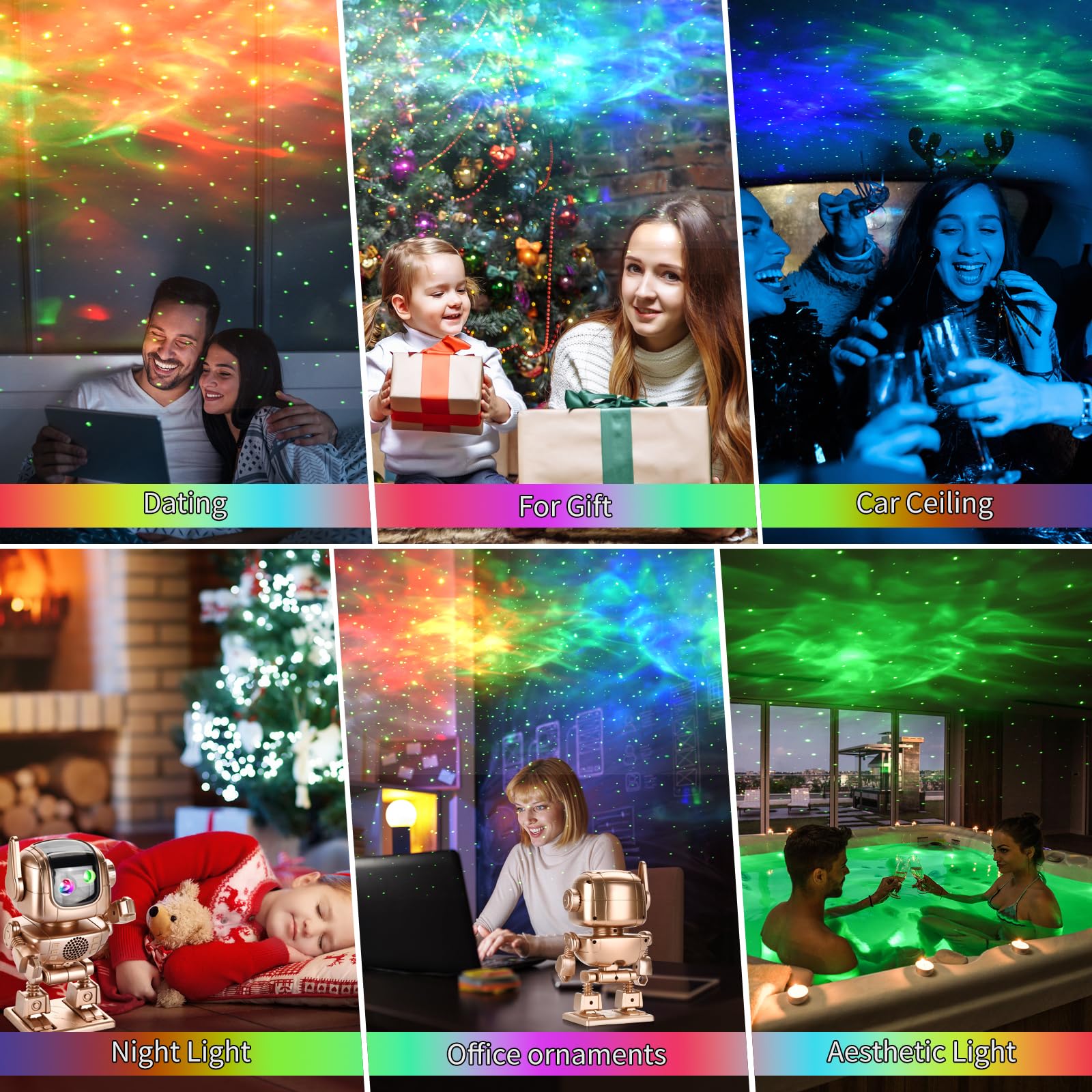 Robot Galaxy Projector, Astronaut Star Projector, Led Night Light Starry Nebula With Timer Remote Control White Noise Bluetooth