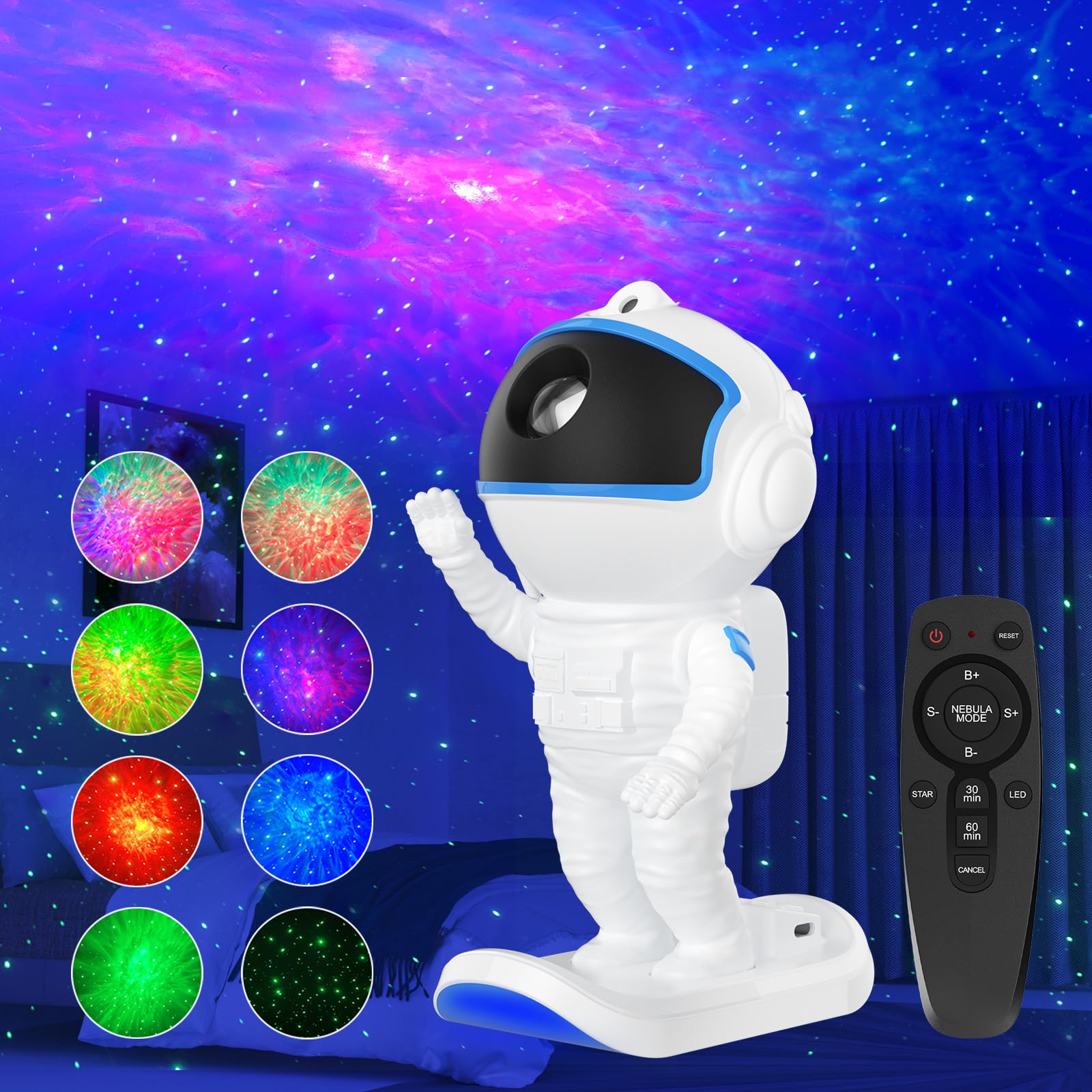 HIJOPIB Star Projector Night Light, Galaxy Projector with Remote & Timer, Starry Nebula Ceiling LED Lamp, Gifts for Kids, Christ