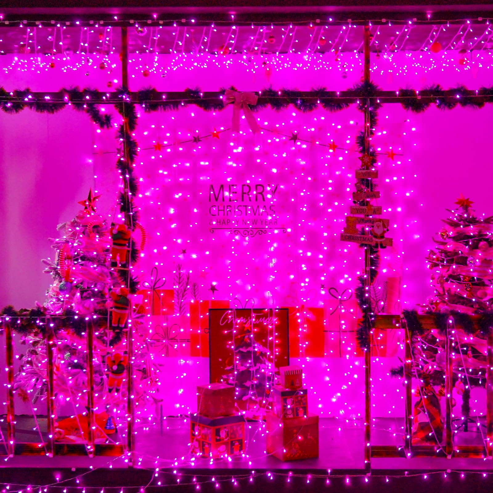 Yeguo Pink Christmas Lights Outdoor Waterproof  165Ft 500 Led String Lights Indoor  8 Modes Clear Wire Fairy Light Plug In For Party Tree Valentines Wedding