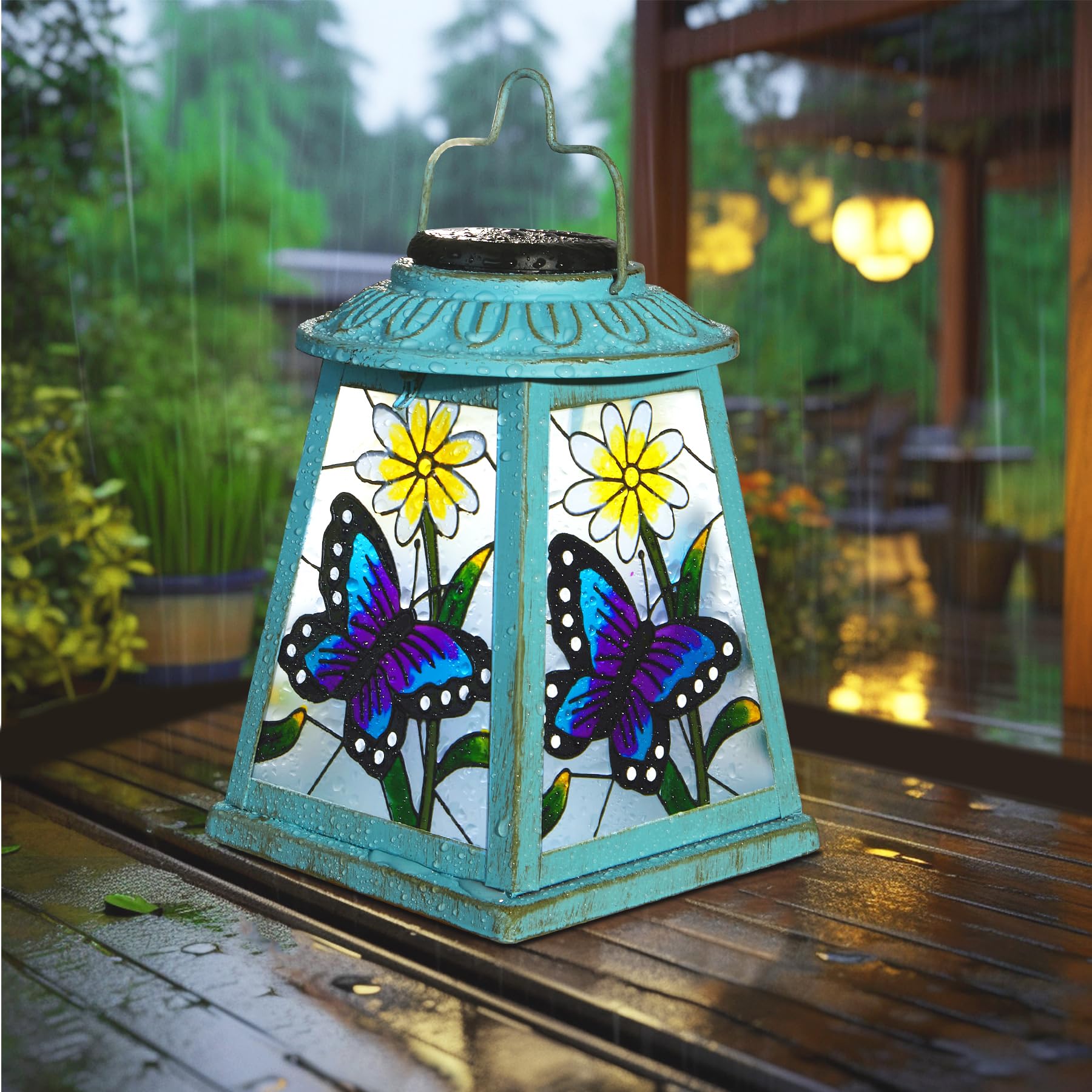 Butterfly Solar Lantern With Shepherd Hook  Outdoor Hanging Metal Led Garden Light Waterproof For Patio Yard Pathway  Unique Butterfly Lantern Decor And Meaningful Garden Gift For Mom Grandma Women