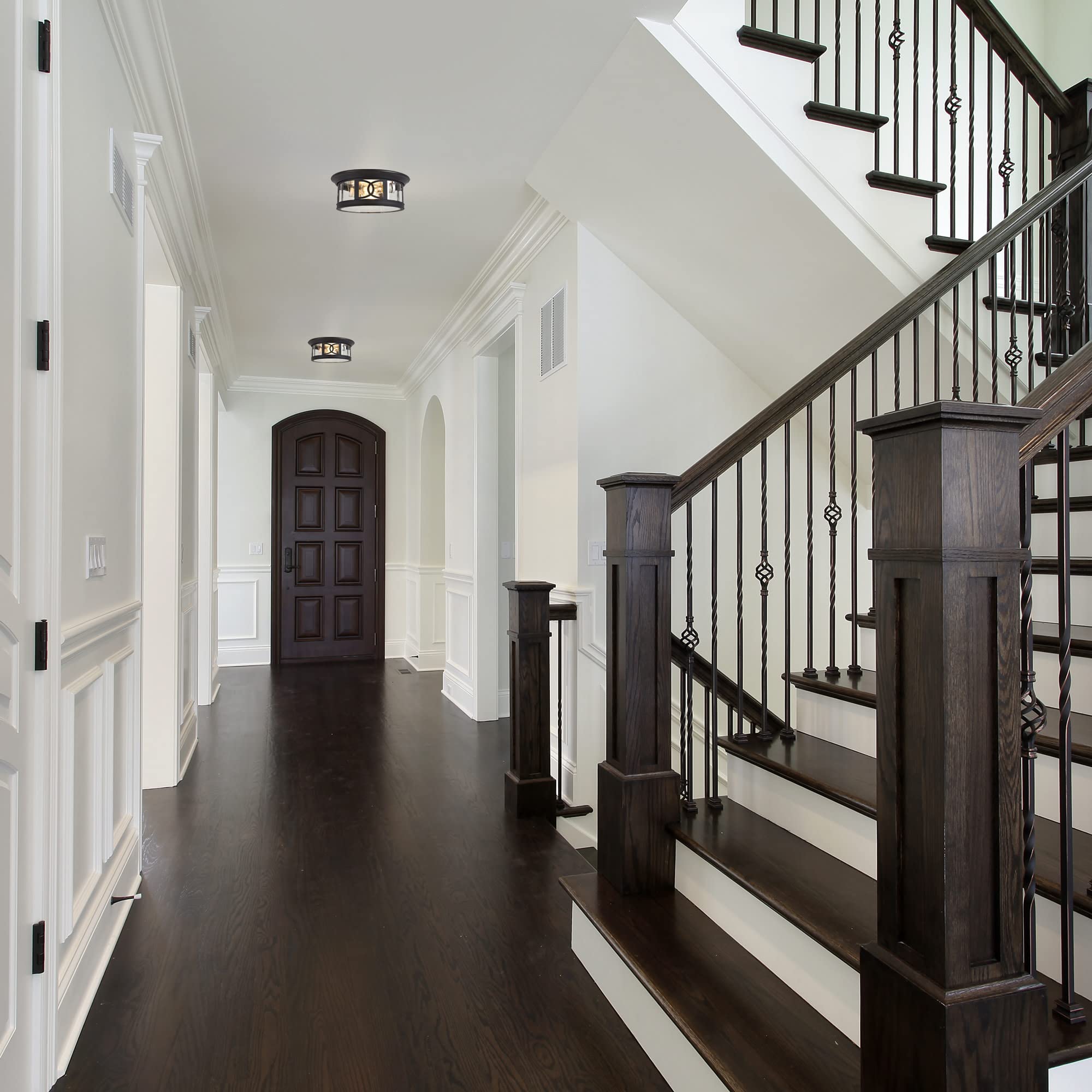 Design House 589002-Blk Summit Traditional Outdoor/Indoor Dimmable Ceiling Light With Clear Glass For Porch Entryway Patio Hallw