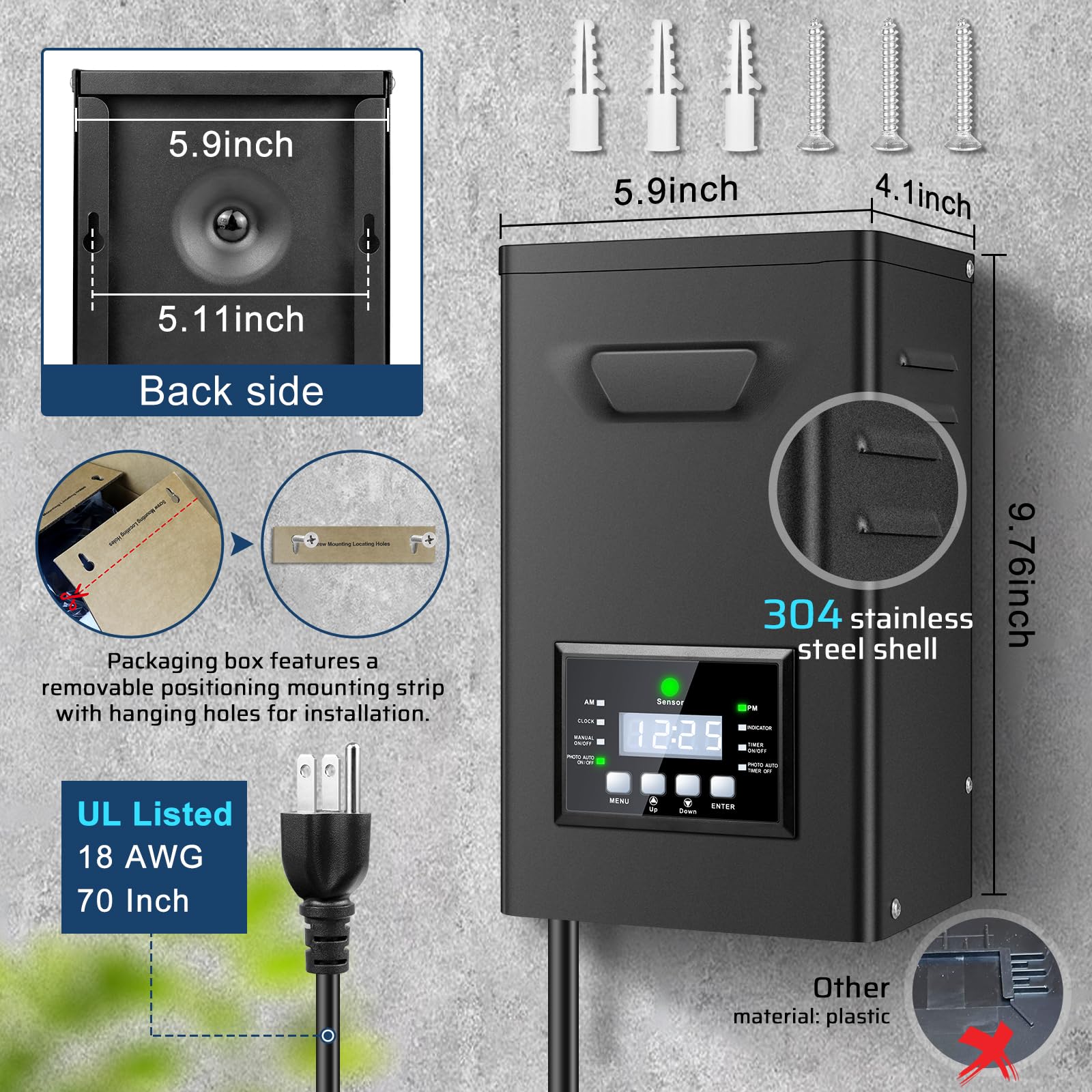 300W Low Voltage Landscape Transformer  Landscape Lighting Transformer With Timer And Photocell Sensor  120V Ac To 12V/14V Ac Outdoor Weatherproof Low Voltage Transformers For Landscape Lighting
