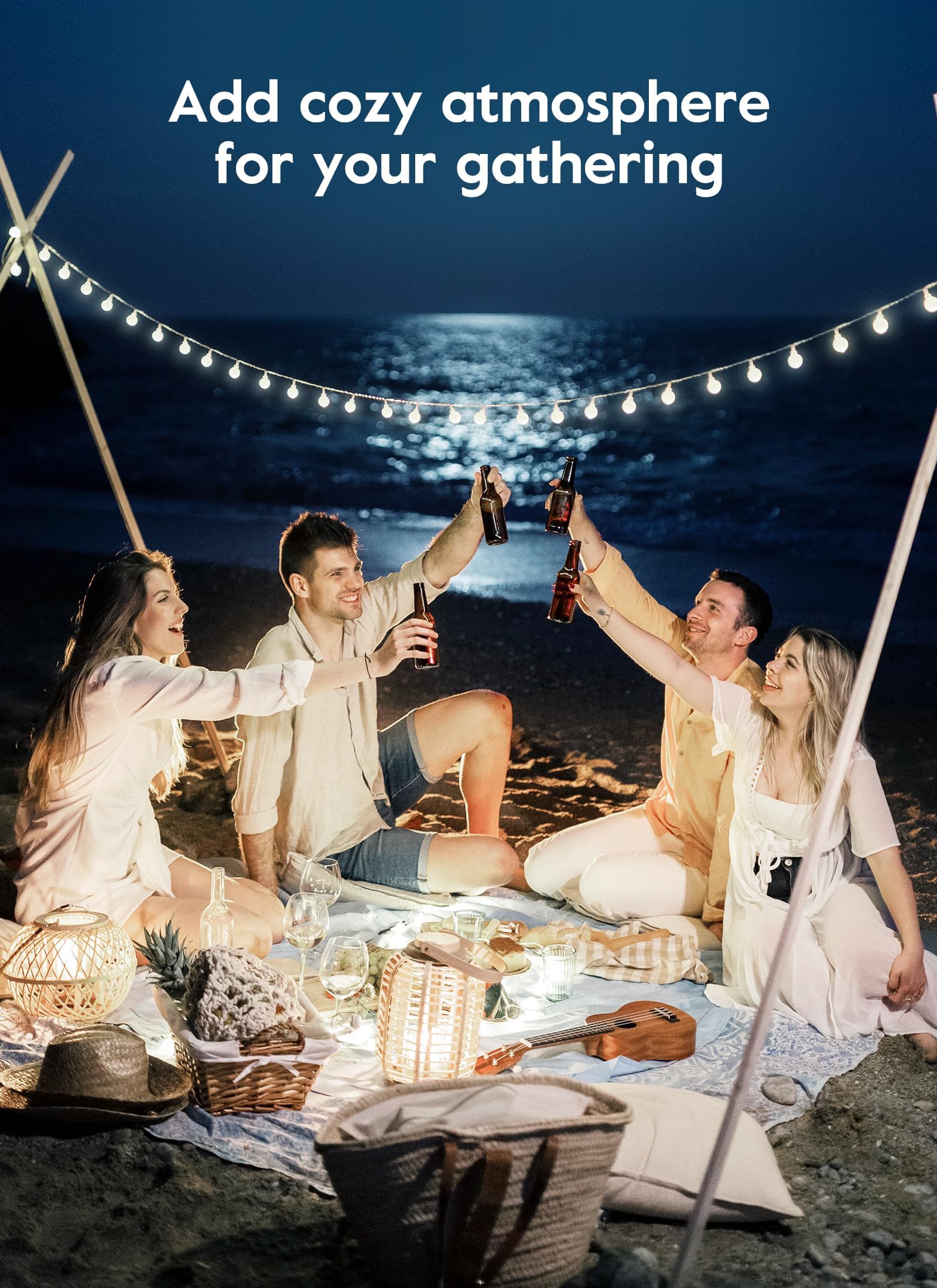 Brightown Solar String Lights, 39Ft, 120 LED, 8 Modes, Waterproof, 2 Packs, Pure White, Globe Model
