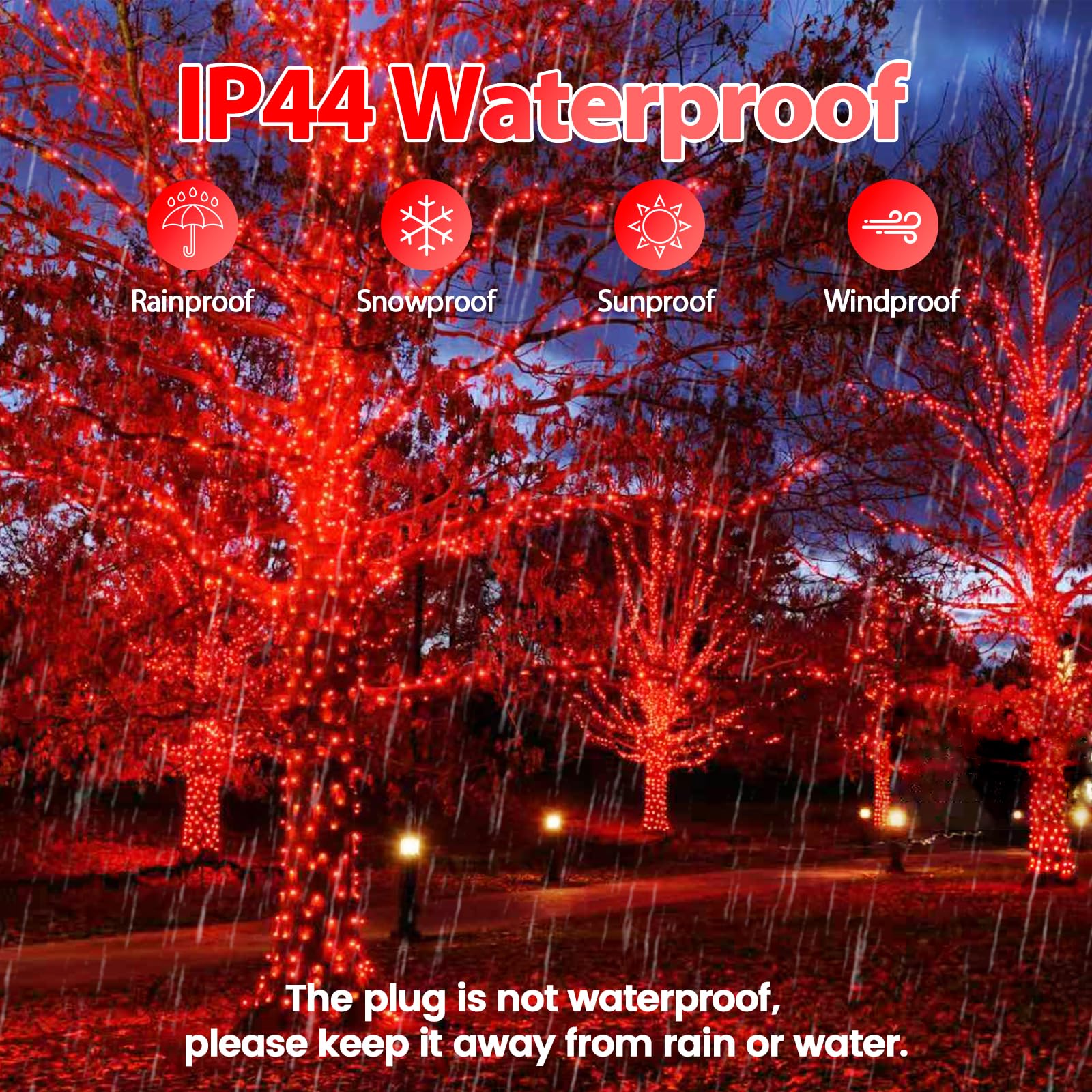 Upgraded 75.8 Ft 200 Led Red Christmas Lights Outdoor Indoor, Memory Function & Timer & 8 Modes, Extendable Green Wire Waterproo