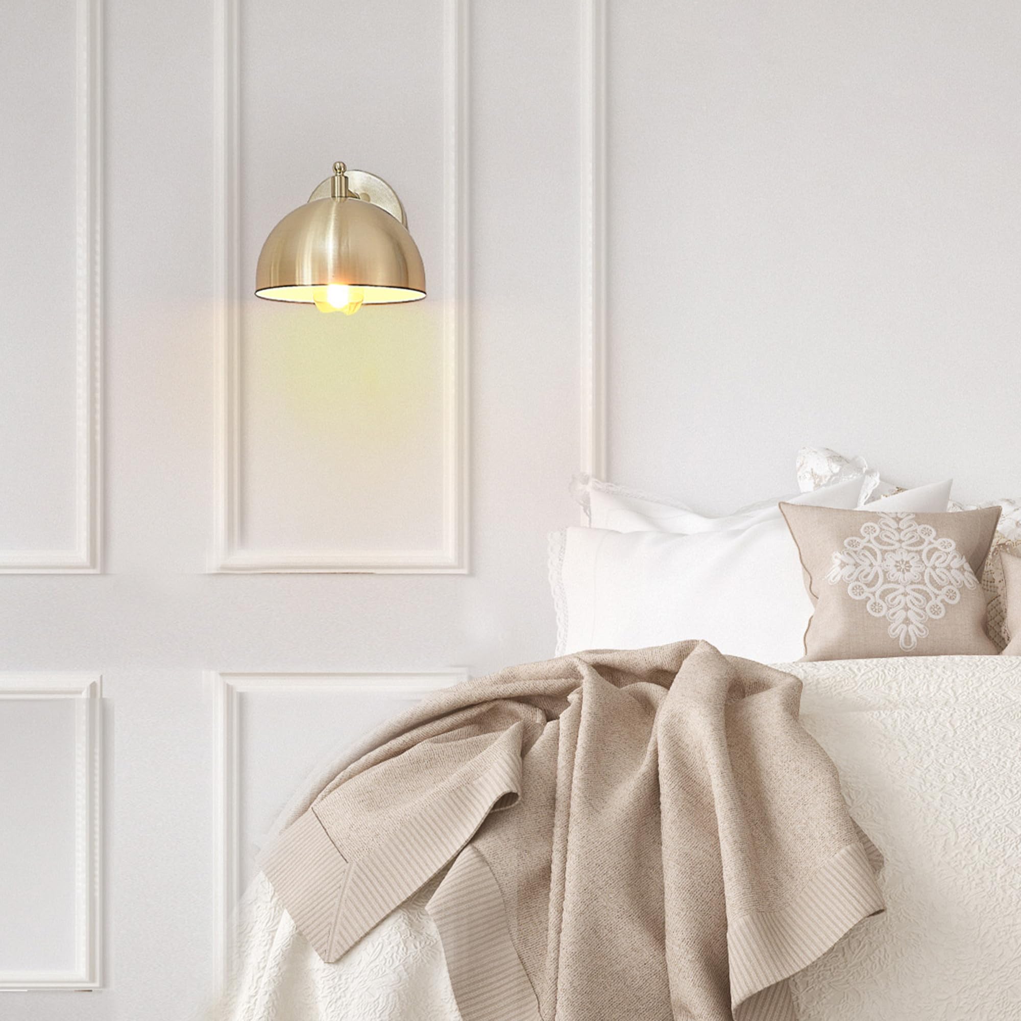 Globe Electric 65000048 1-Light Wall Sconce, Brushed Brass, E26 Base Socket, Wall Lights For Living Room, Home D?Or, Wall Lighti