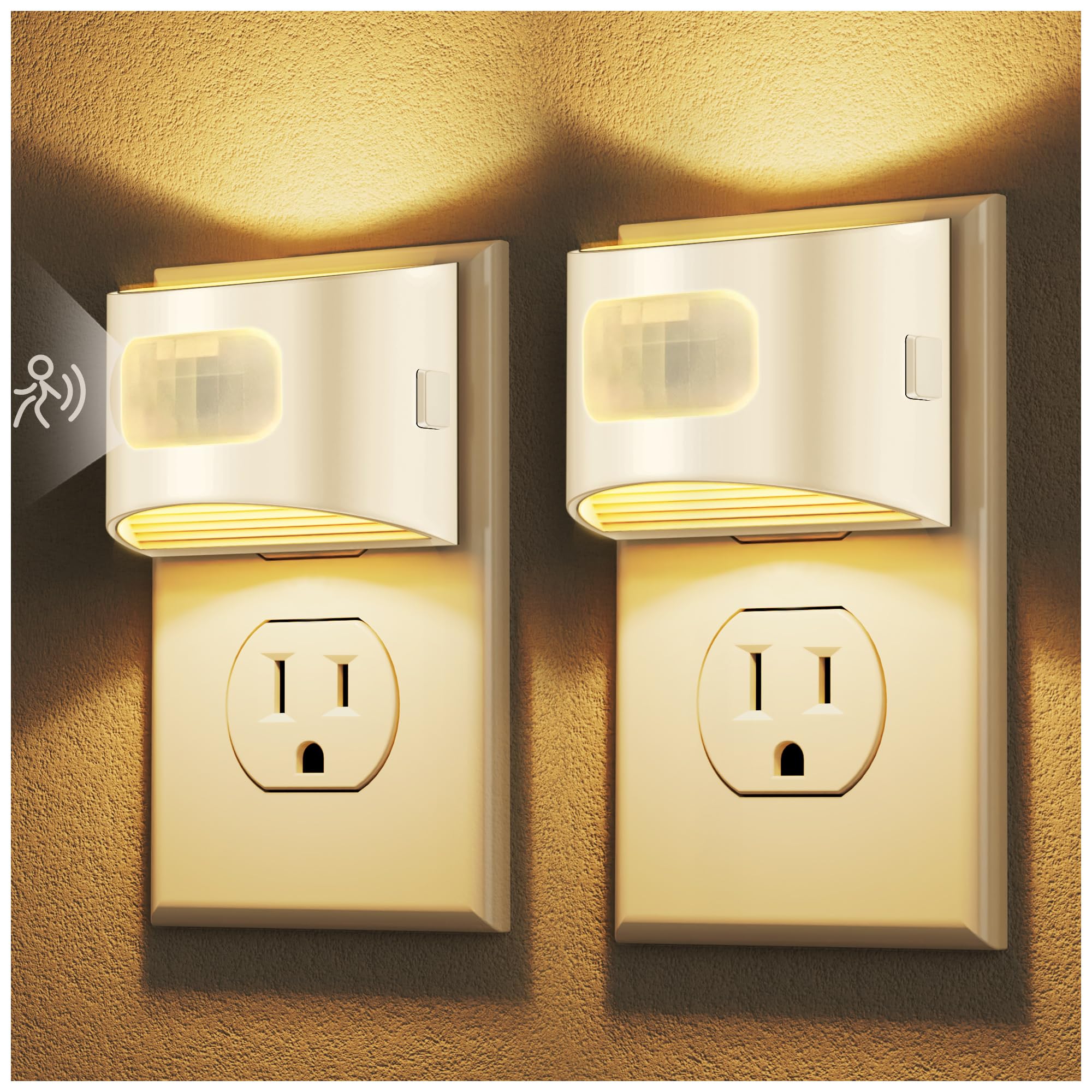 DORESshop LED Night Light[2 Pack]  Night Lights Plug into Wall  3 Mode Plug in Night Light with Motion Sensor  Dusk to Dawn Sensor  Nightlights for For Mature Userss  Bedroom  Bathroom  Hallway  White Cover