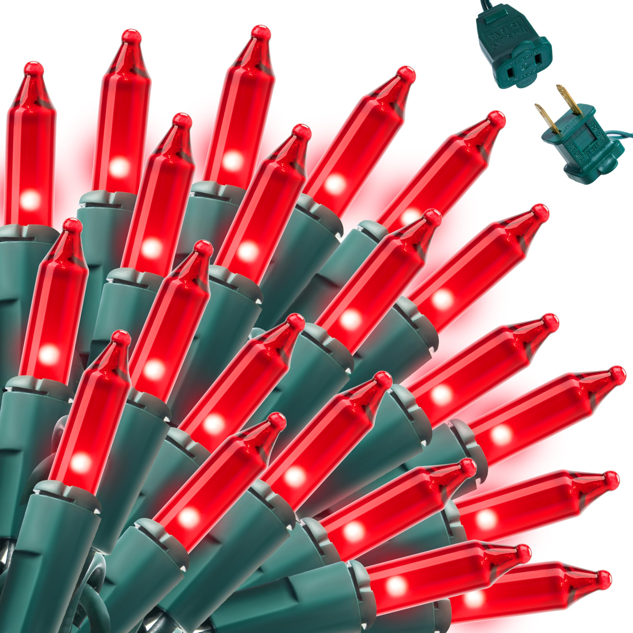 Joiedomi Outdoor Christmas Lights, 42.8Ft Red String Lights, 200 Count, Green Wire For Holiday Decorations