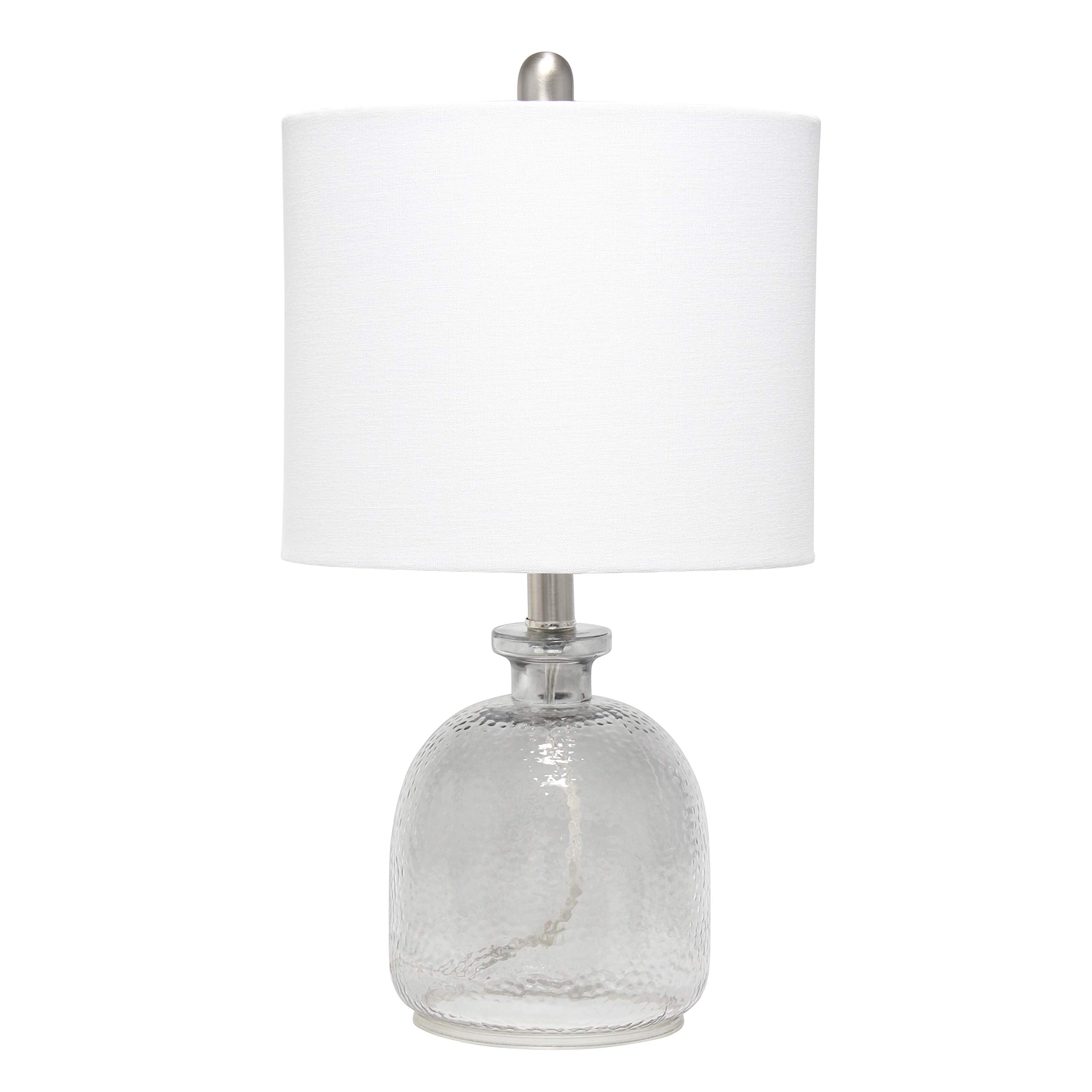 Elegant Designs Lt3334-Wht Textured Glass Table Lamp, White (Pack Of 1)