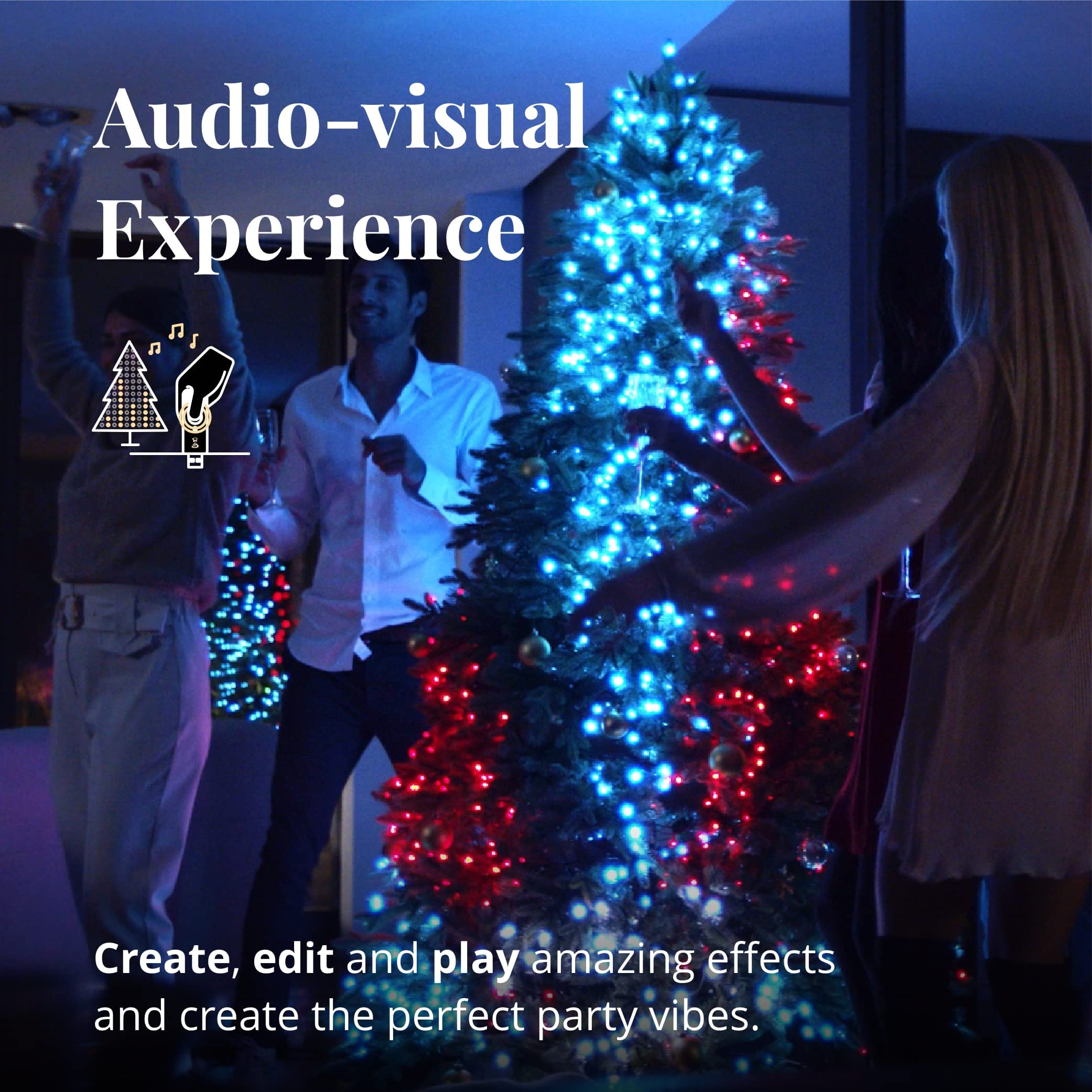 Twinkly Music, Sound Sensor For Led Lights, Bluetooth And Wi-Fi Sensor To Sync With Music And Smart Lights Via App, Usb Power, Black