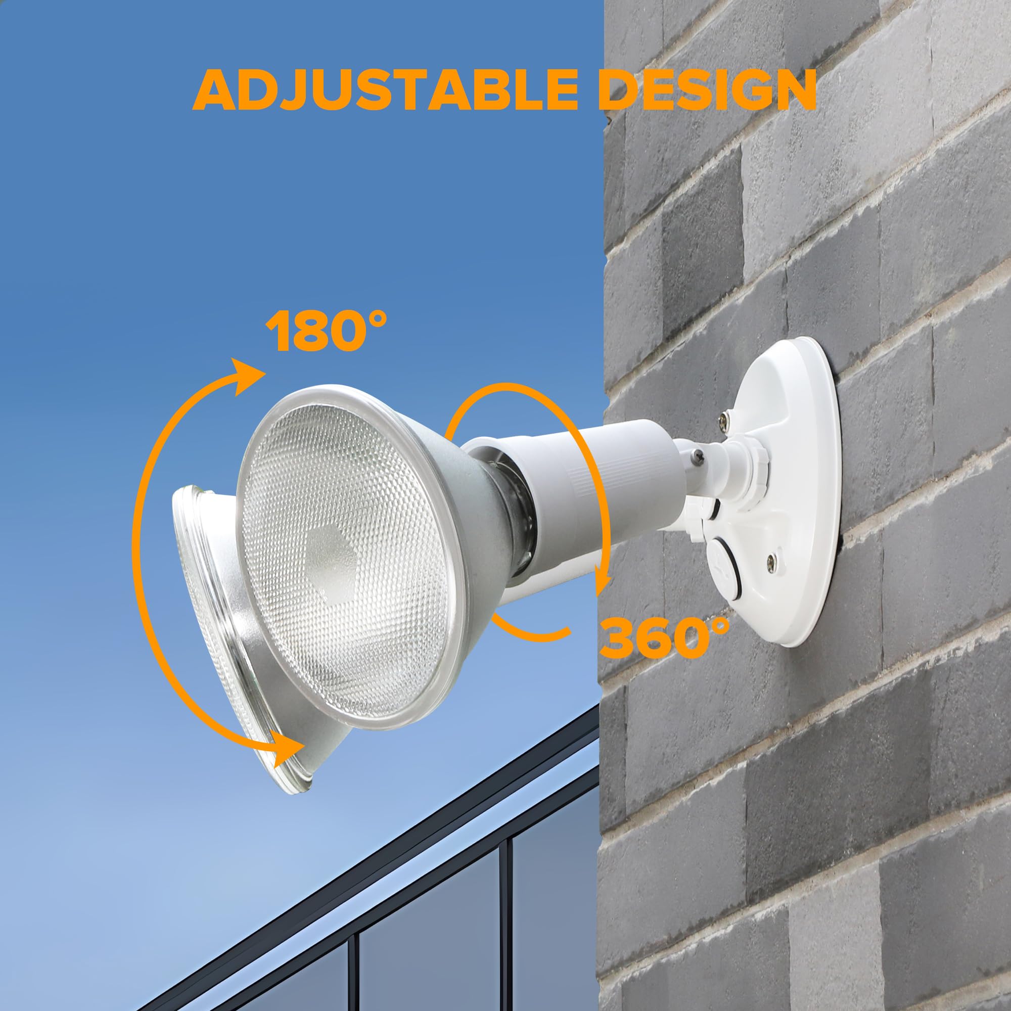 Lutec 2 Pack Adjustable Twin Par Holder Outdoor Flood Lights, Switch Controlled Security Lights, Floodlights Fixture, Waterproof