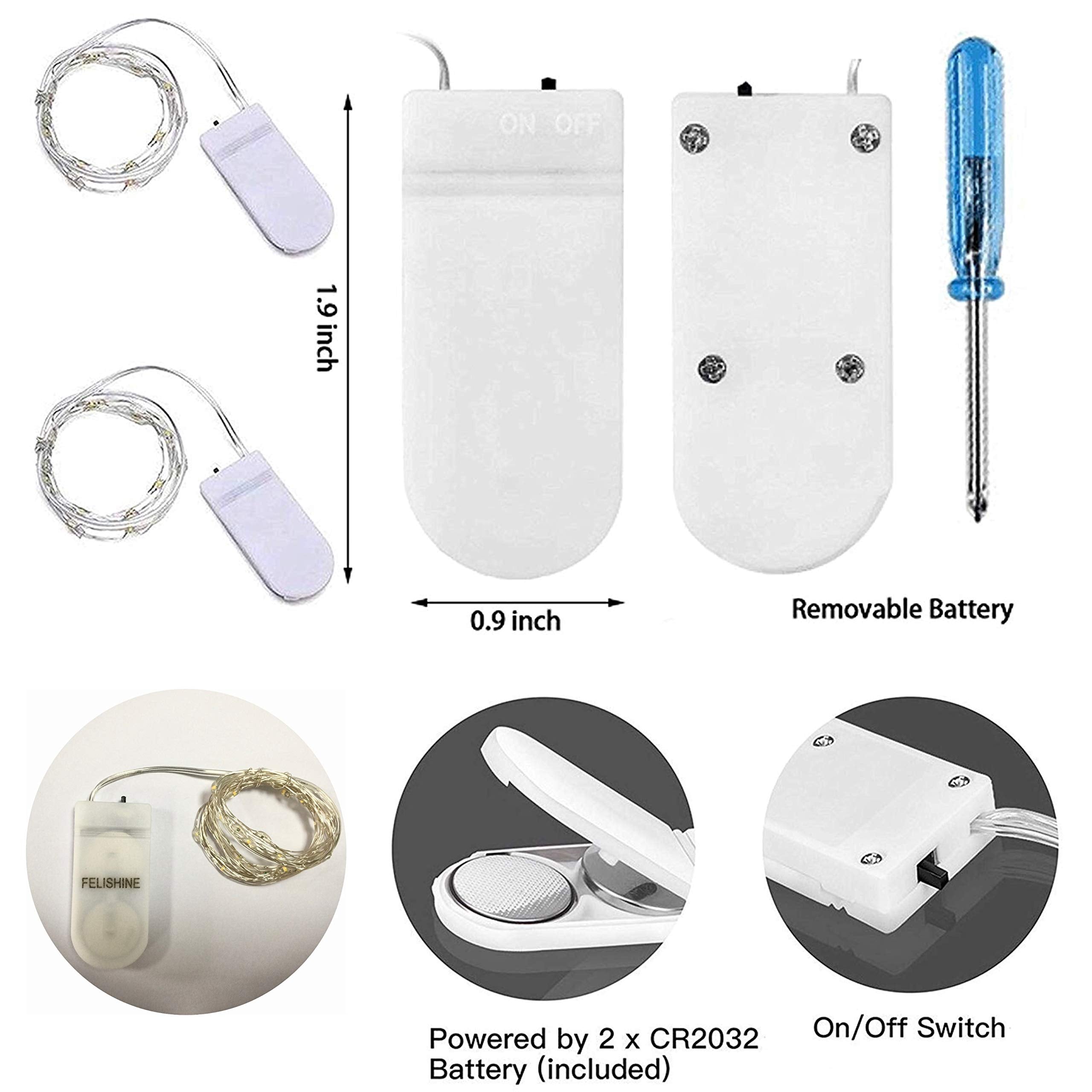 Felishine 20 Packs Fairy String Lights, 6.6Ft 20 Leds Battery Operated Silver Copper Wire Starry String Light For Diy Party Christmas Costume Wedding Easter Table Decorations (Cool White)