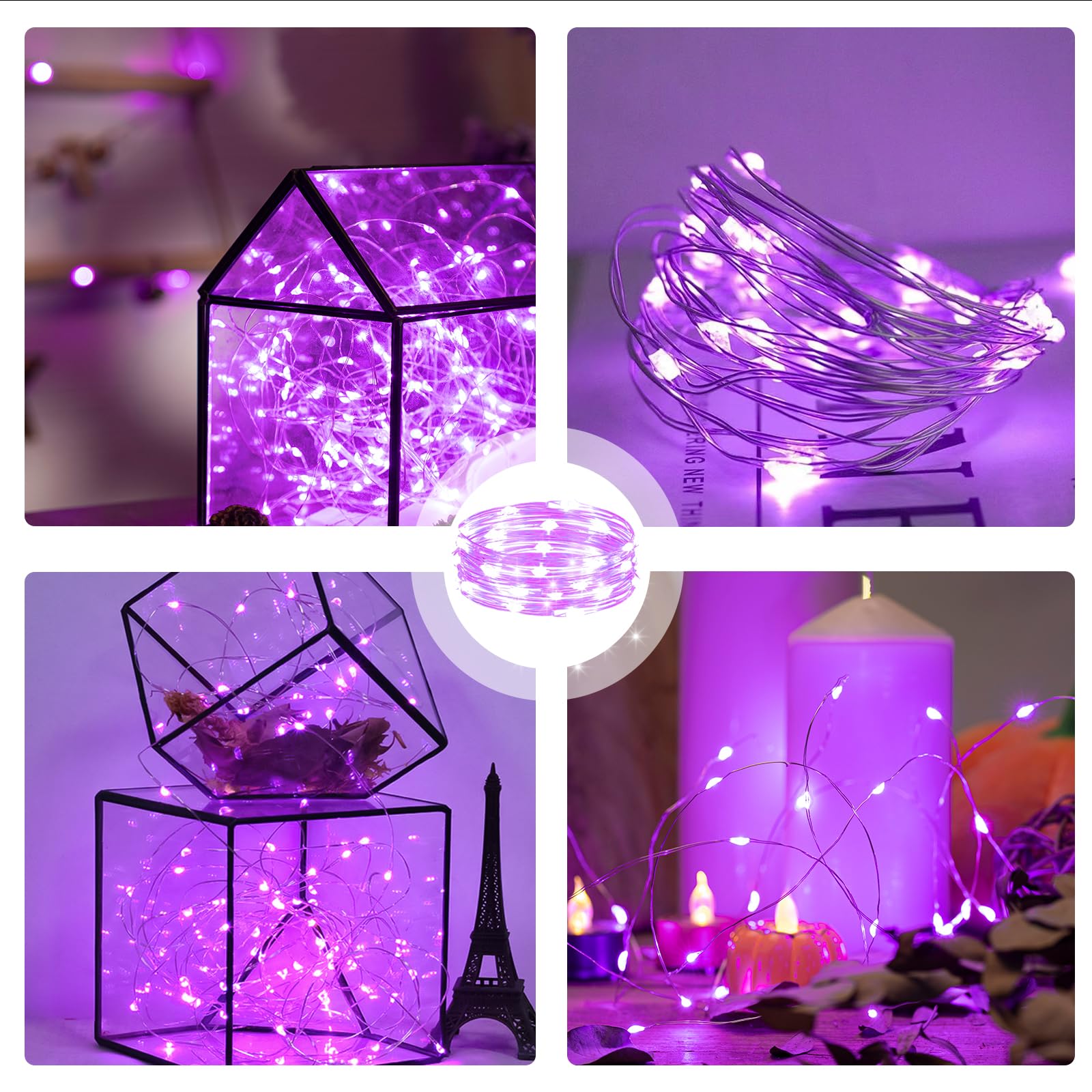 Sinamer 6Pcs Fairy Lights Battery Powered With Remote, 7Ft 20Leds Pink Twinkle Mini Lights With Timer, Waterproof Small Silver Wire Firefly Starry For Diy Wedding Party Christmas