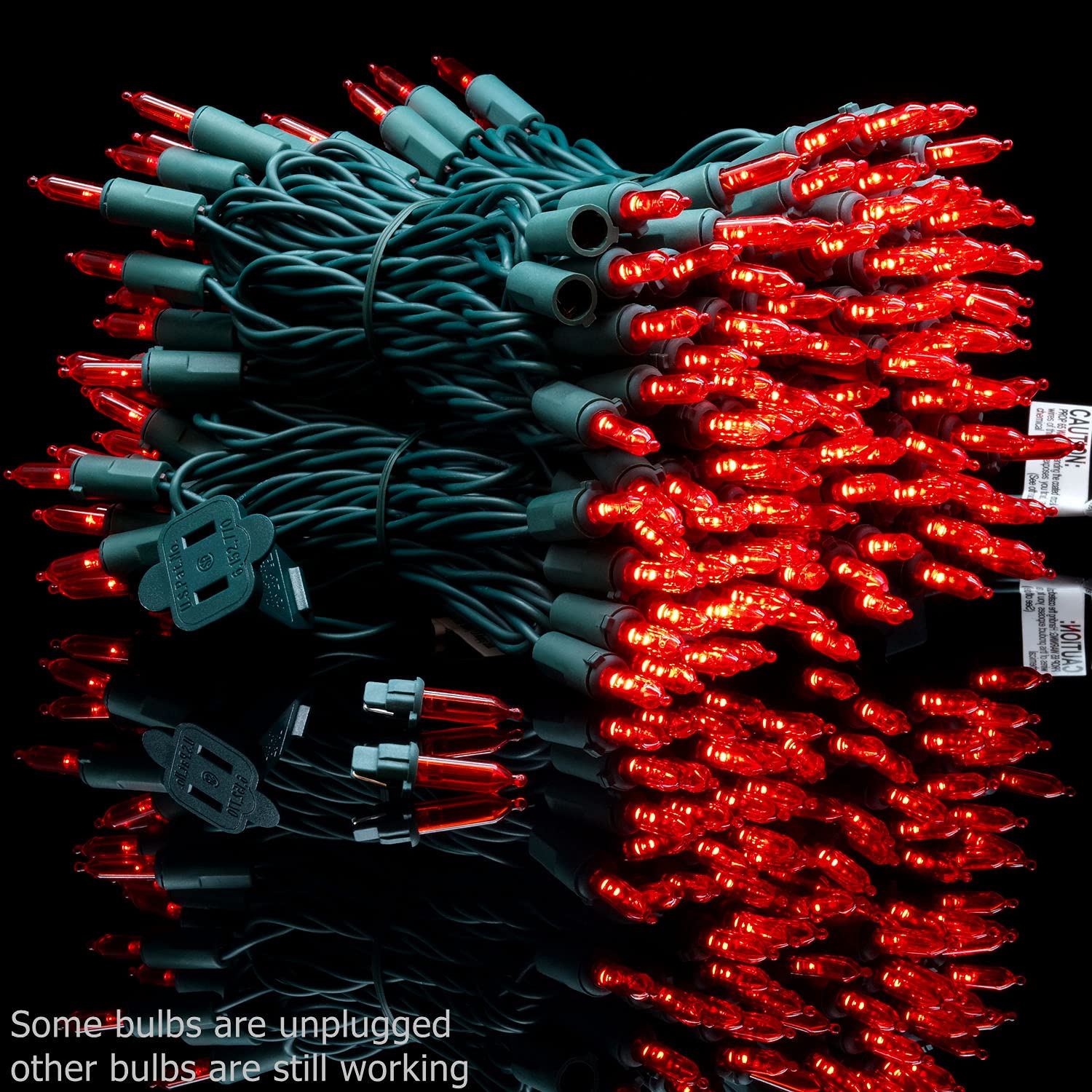 YULETIME Red LED Christmas Lights, 66ft 200 Count, Commercial Grade, Green Wire, Model BMD-L-200E/4F