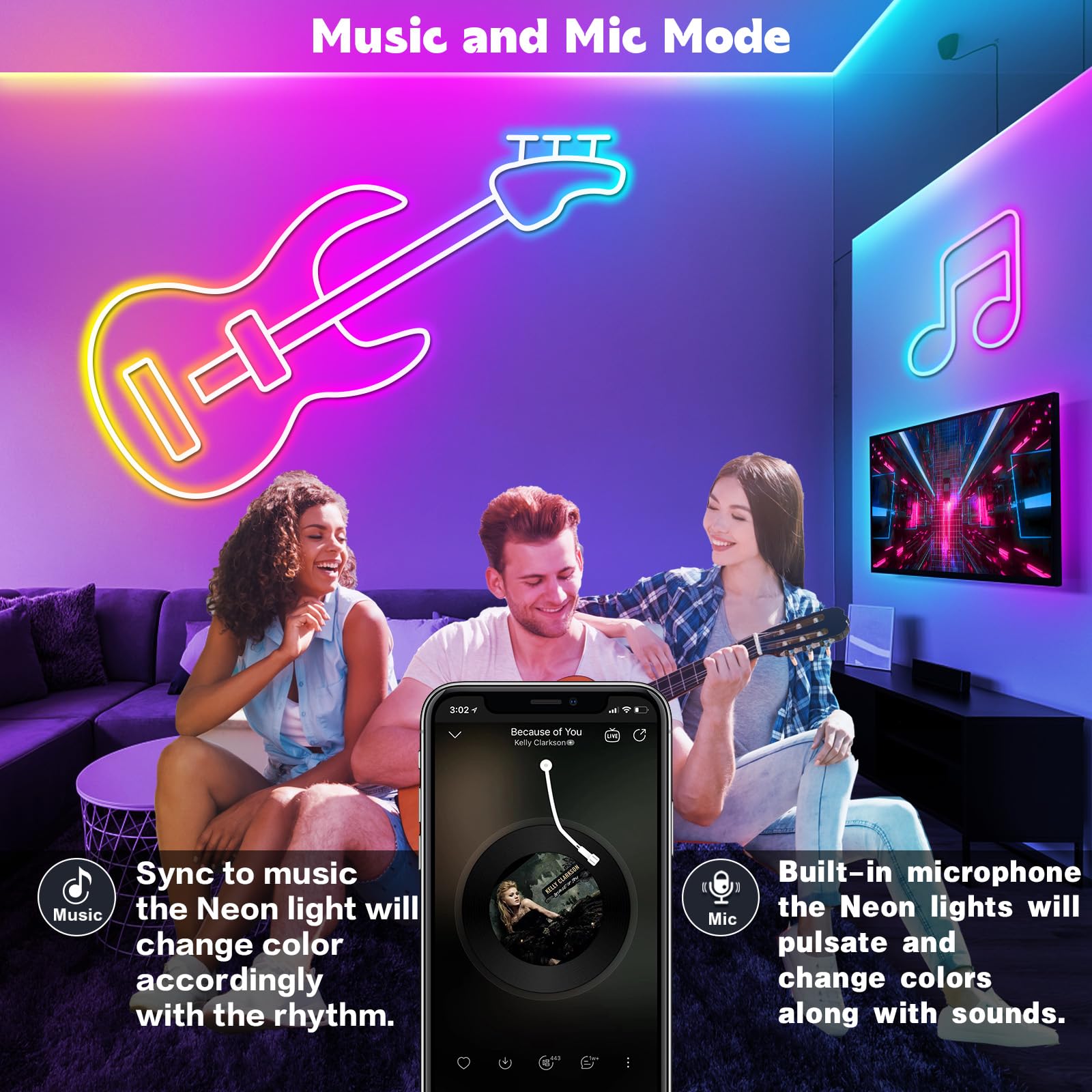 SINLEY Led Neon Rope Lights 32.8FT - RGB, IP68 Waterproof, App/Remote Control, Flexible, Music Sync for Indoor/Outdoor Use