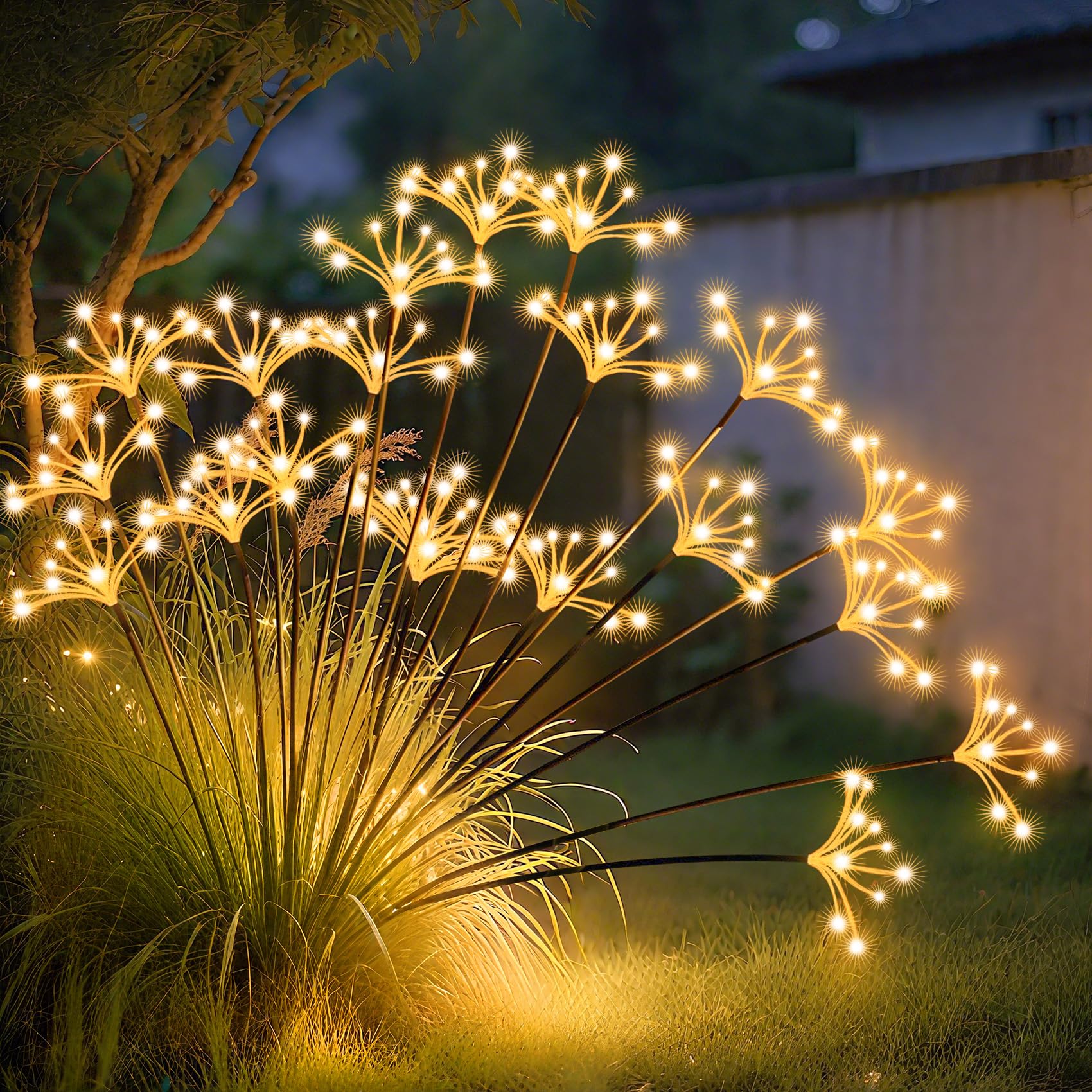JJGoo Solar Garden Lights, New Upgraded 2 Pack Solar Swaying Starburst Light, Waterproof Fireworks Outdoor Lights, Yard Patio Pa