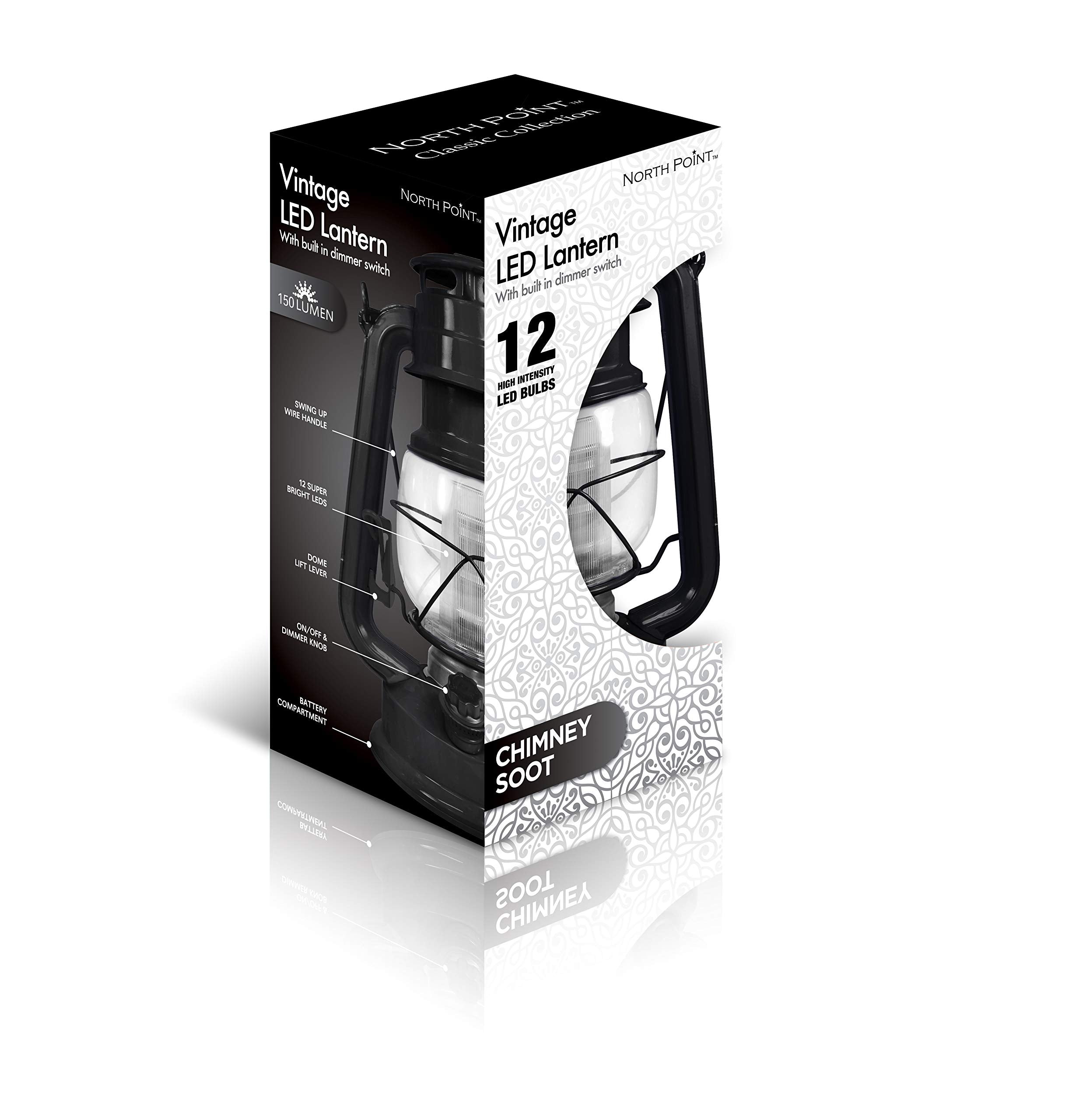 Northpoint 12-Led Lantern Vintage Style, Black, 10X6X6 (190495)