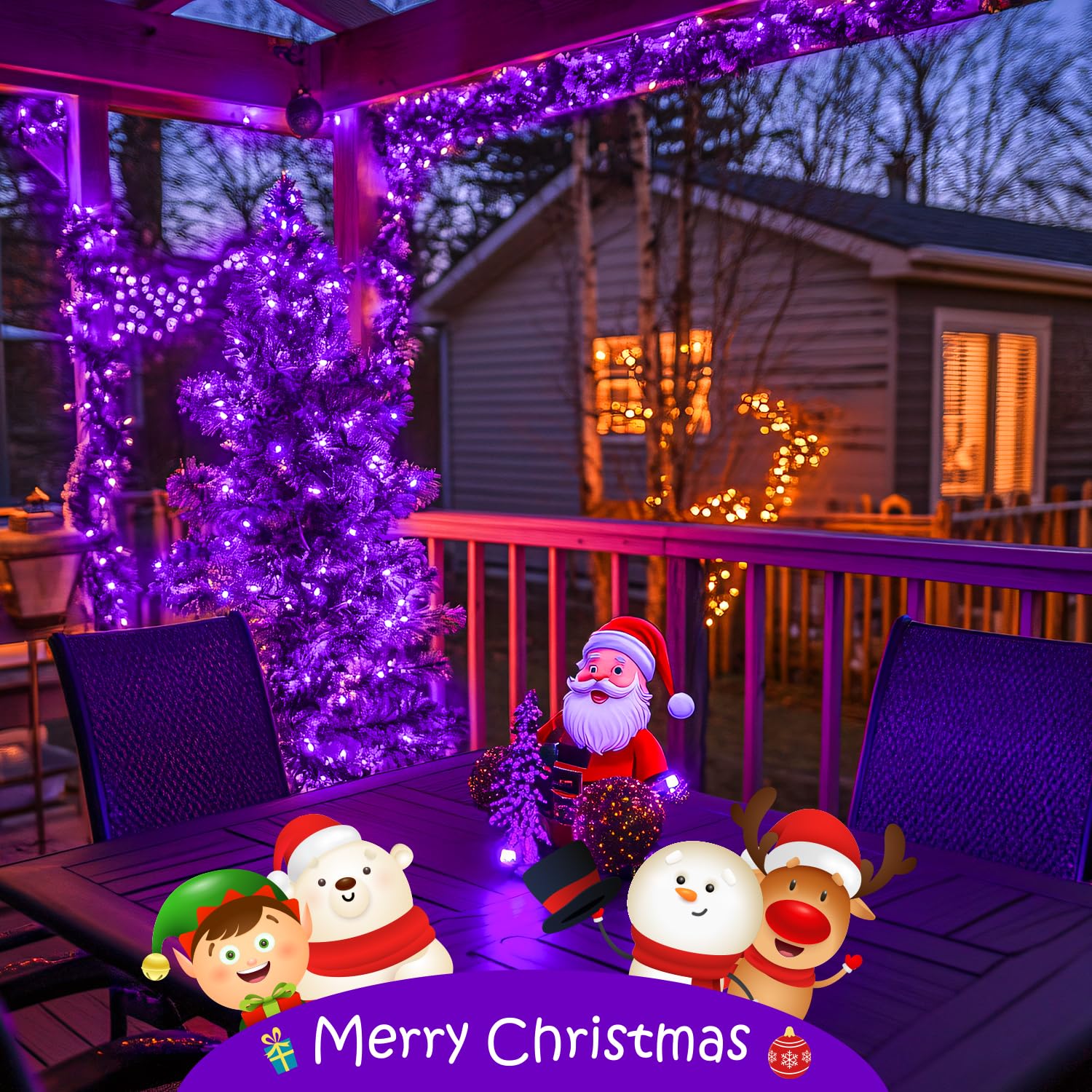 JMEXSUSS 150 LED Purple Christmas Lights: 59 Ft Purple String Lights Indoor Outdoor Waterproof - Connectable Christmas Tree Ligh