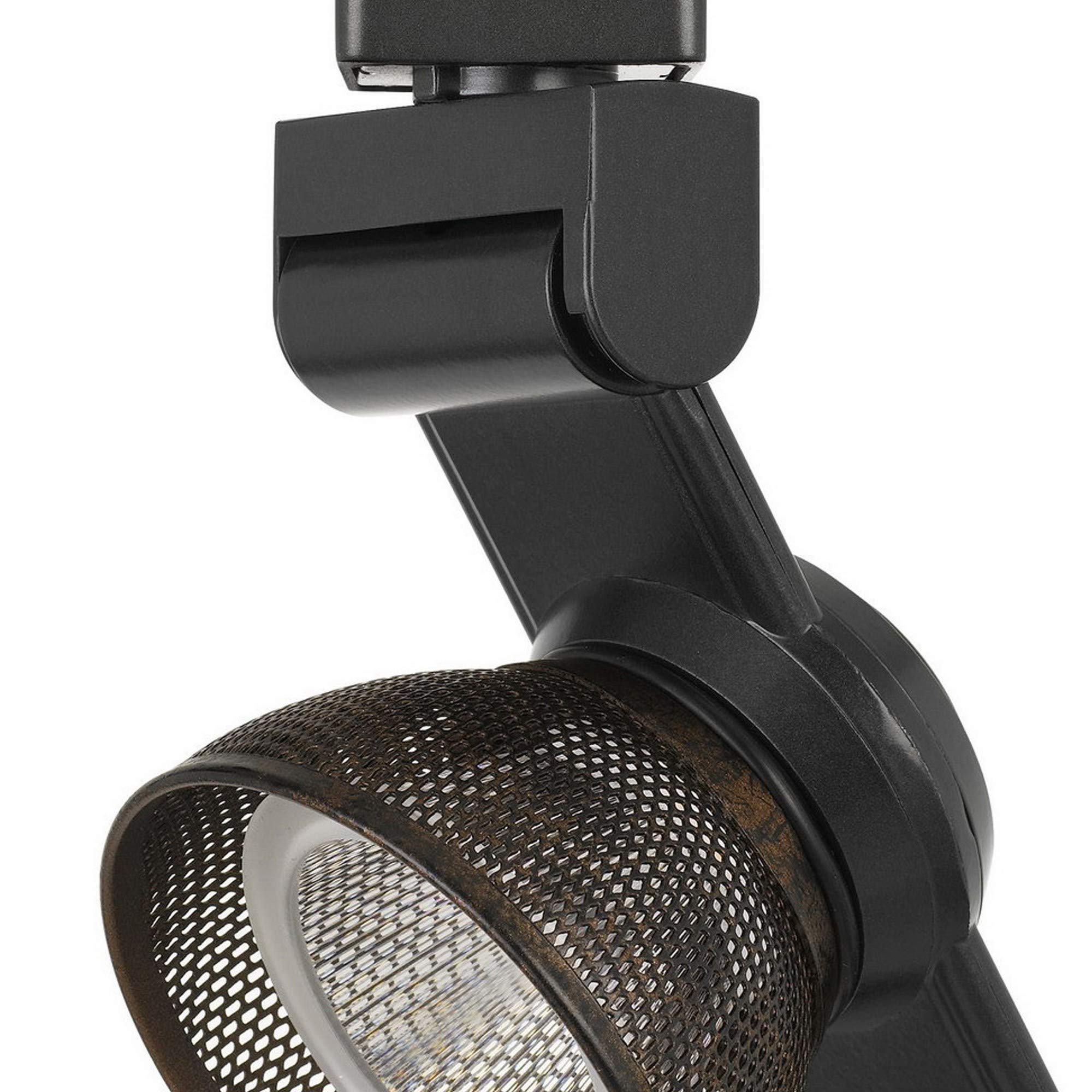 Benjara 12W Integrated Led Metal Track Fixture With Mesh Head, Black And Bronze