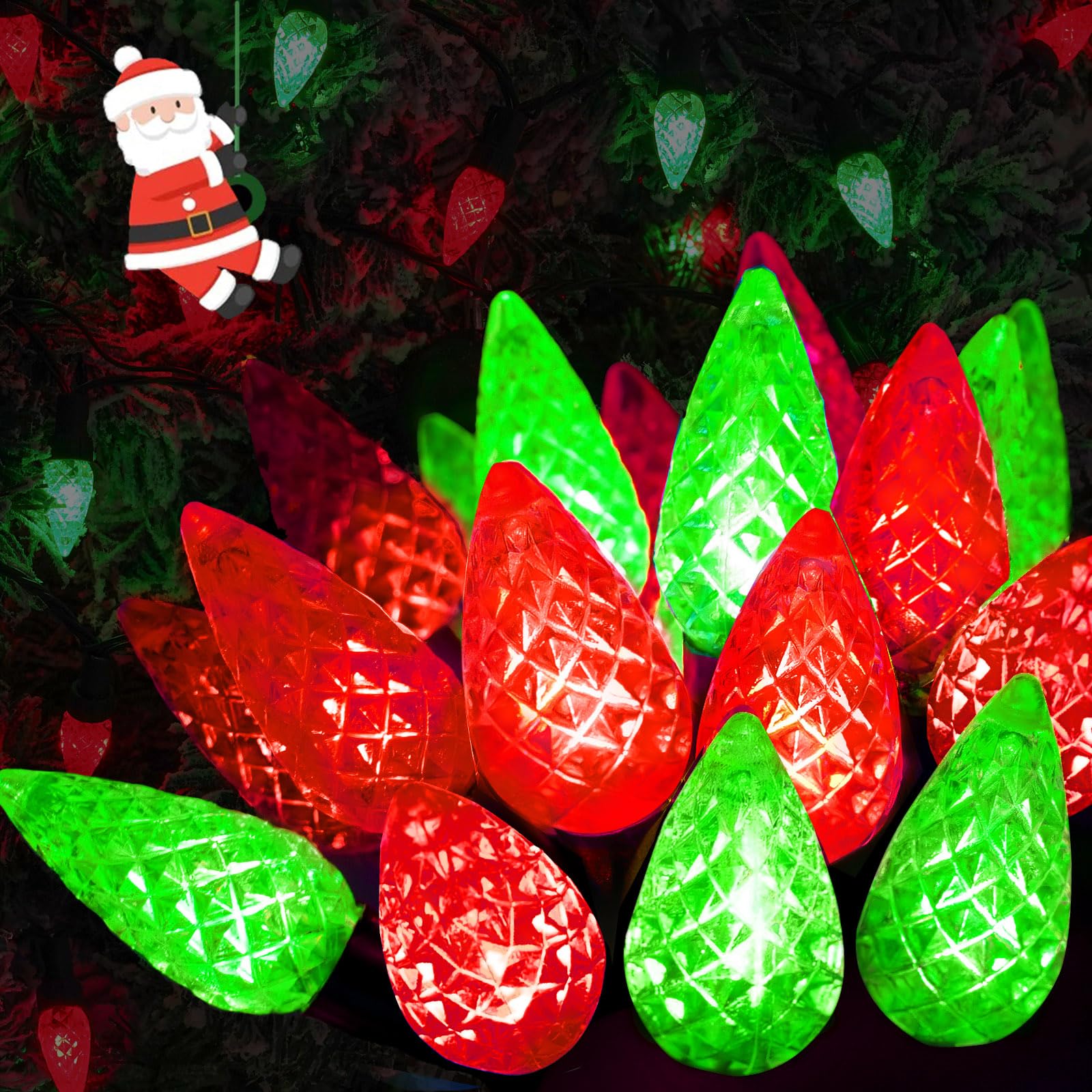 240 Led 78Ft C6 Christmas String Lights  Super Long Christmas Lights Outdoor Indoor With 13 Modes & Timer  Waterproof Fairy Twinkle Light Plug In For Tree Garden Party Xmas Decorations (Red & Green)