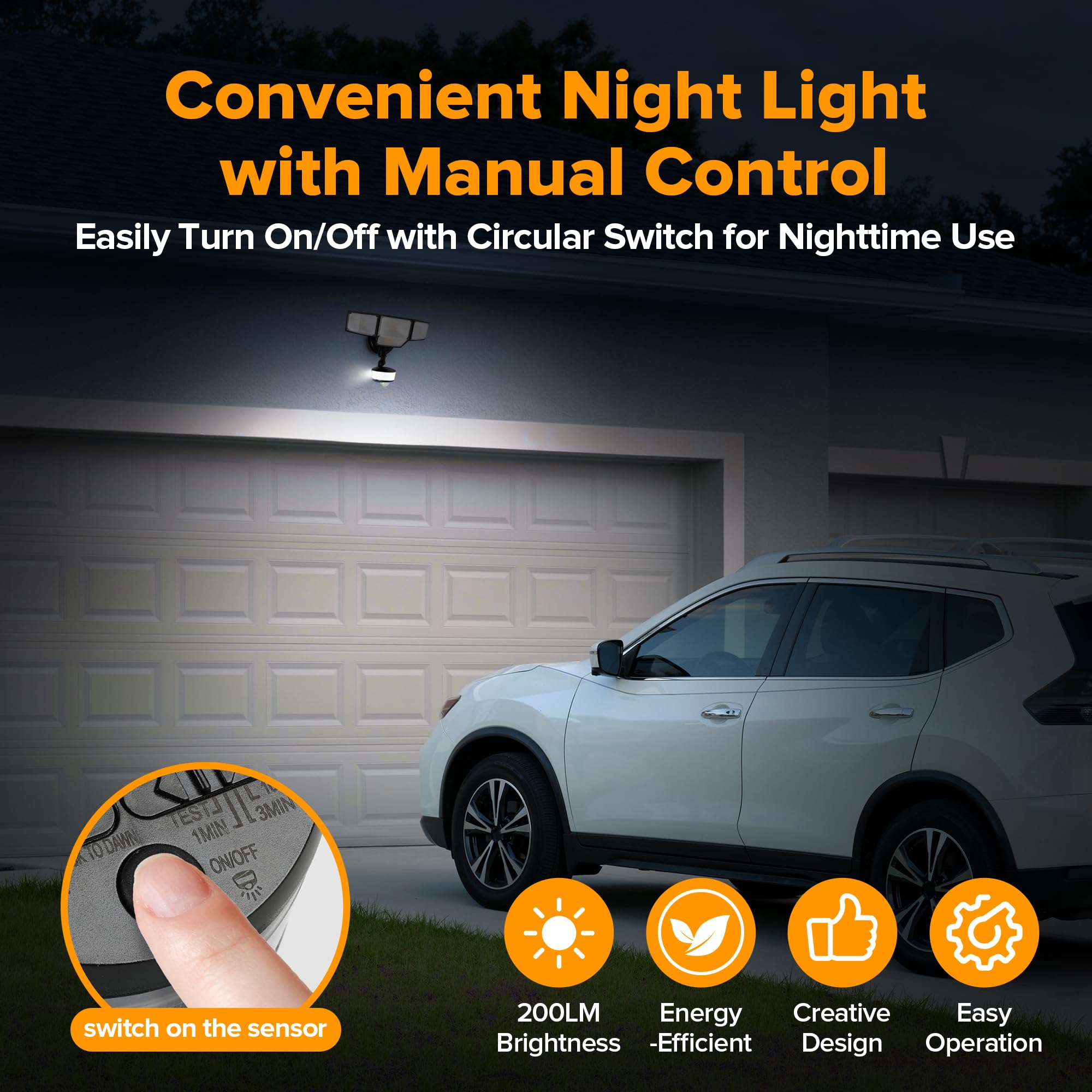 LUTEC 84W LED Security Light, 9500LM Motion Sensor, 4 Head Flood Lights, 5000K Daylight, IP65 Waterproof, Black