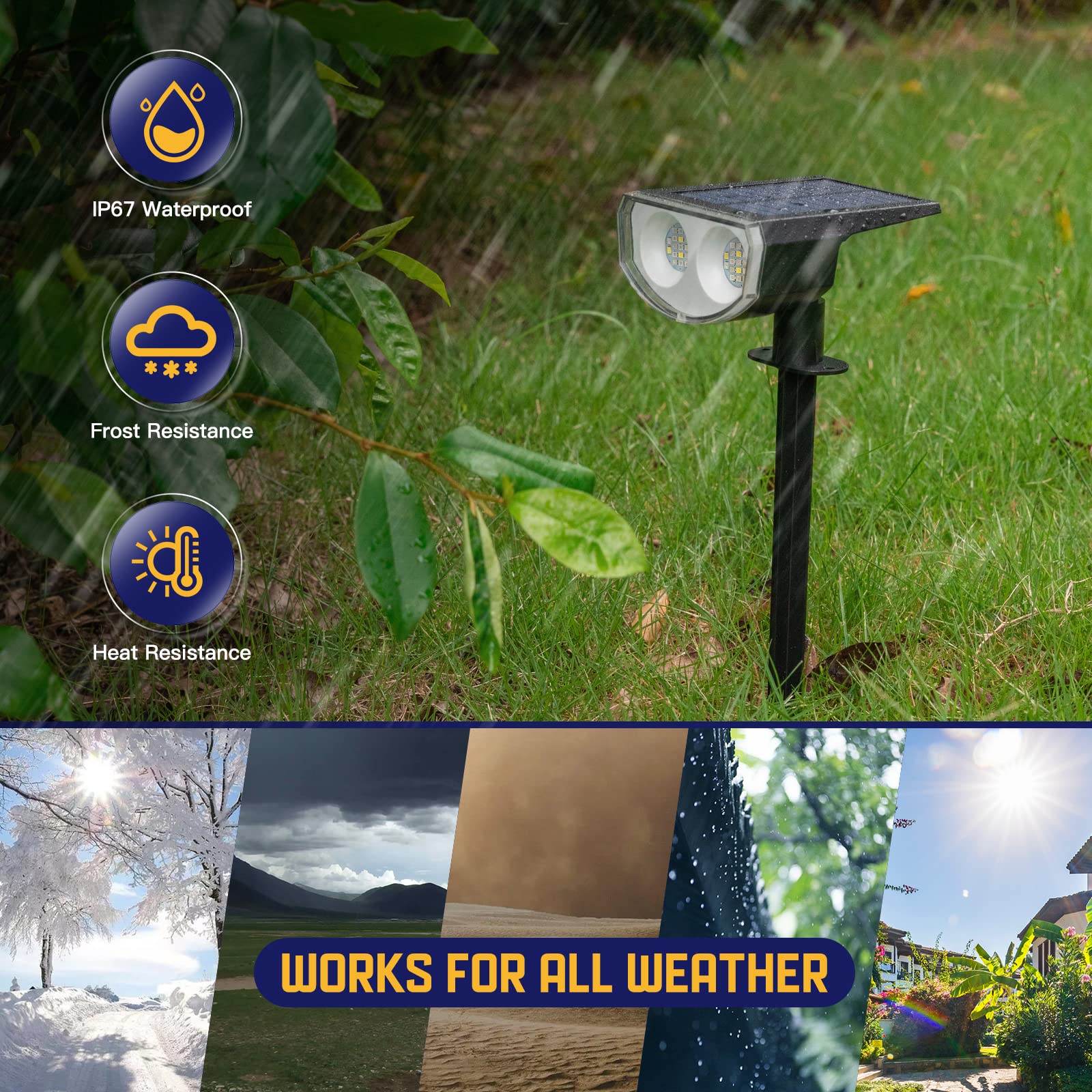 Kyosho Solar Color Spot Lights - 38 RGBW LEDs, 9 Modes, Waterproof, 2 Pack, Multicolor, Model TOT38-Multi-color