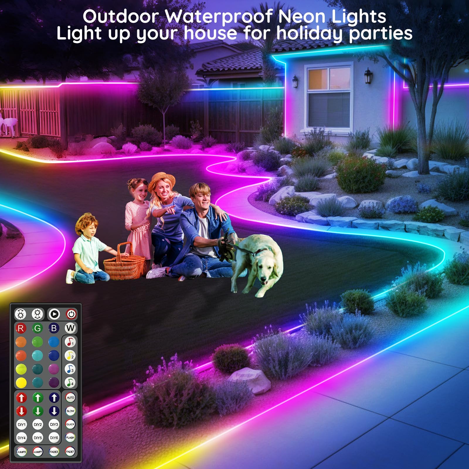 FBZ 20Ft Neon Rope Lights, RGB LED with App/Remote Control, Waterproof, Music Sync for Bedroom Decor