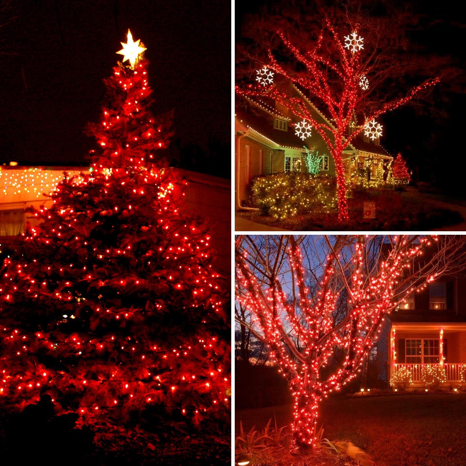 SANJICHA Extra-Long 200 LED Red String Lights, Waterproof with 8 Modes, Clear Wire Fairy Lights for Indoor/Outdoor Use, Model MLS-D29V6WUC-O