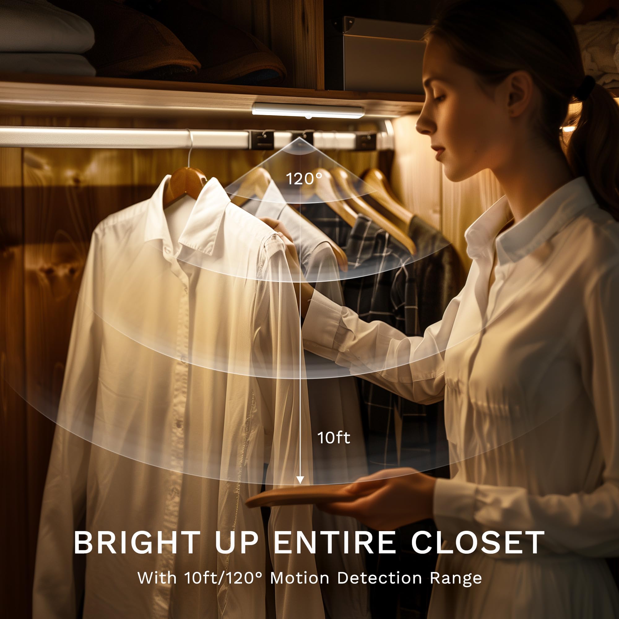 Lexall 6 Pack Led Motion Sensor Lights, 10 Led Closet Battery Operated Lights, Stick-On Anywhere Magnetic Night Light Bar, Led S