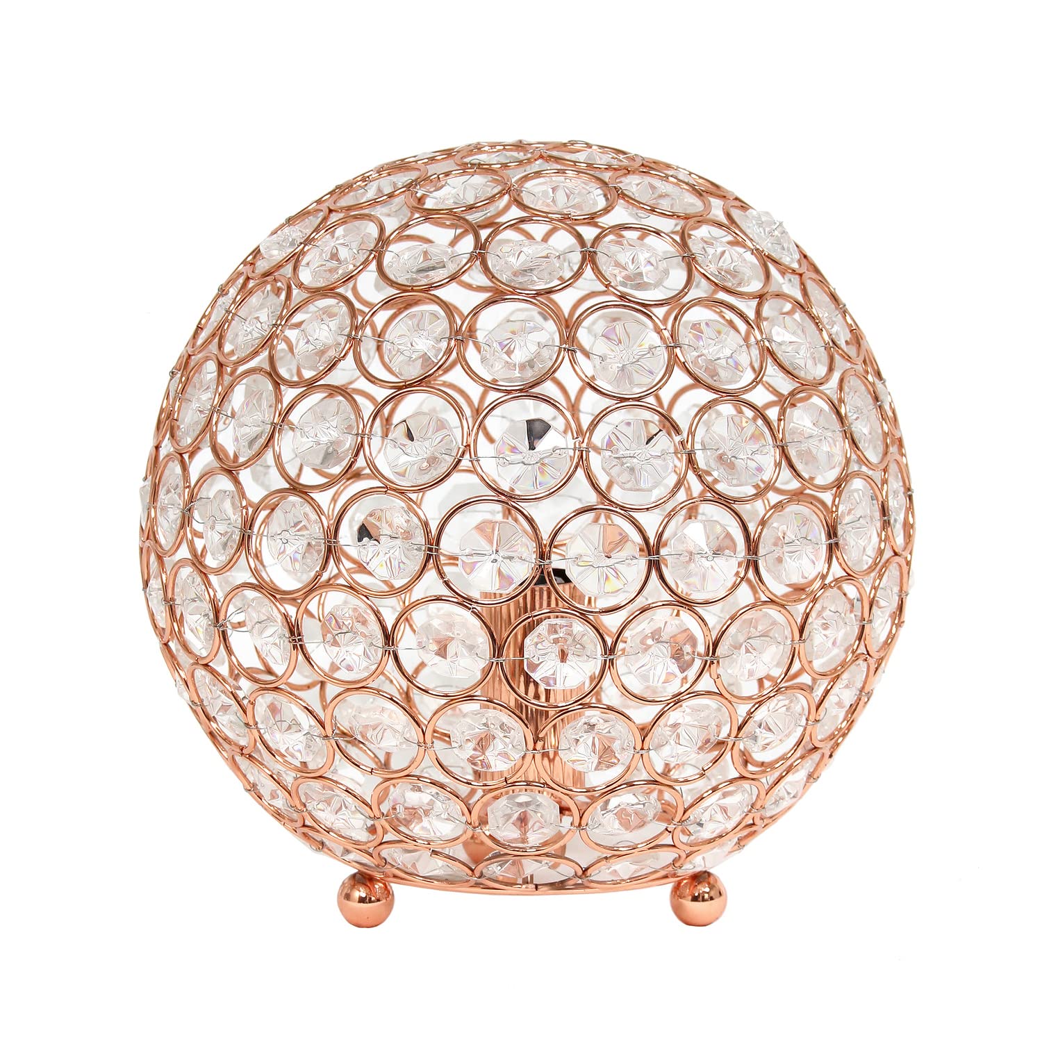LALIA HOME Elipse Medium 8in Round Metal Crystal Table Lamp - Rose Gold, Model 1270-LHT-3009-RG