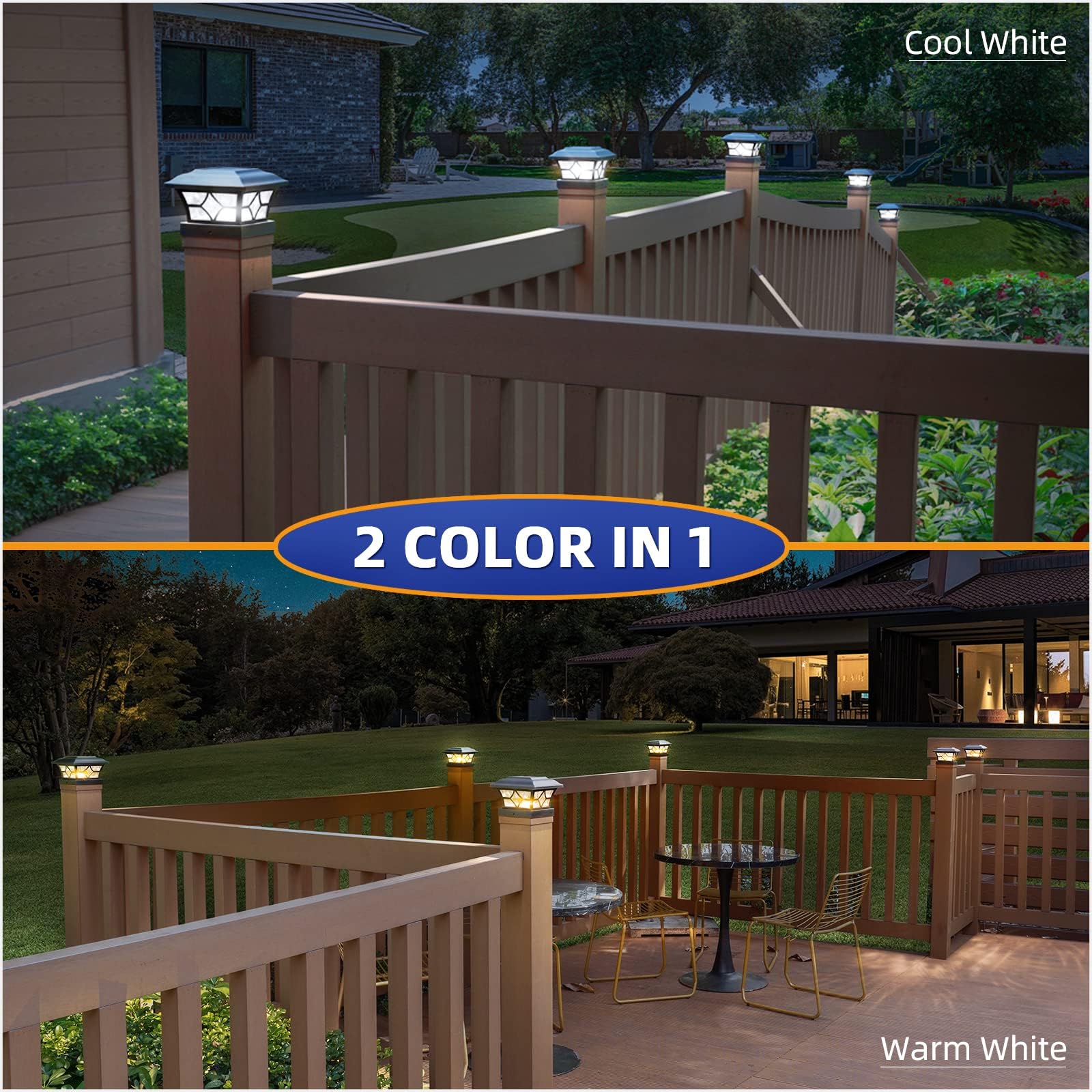 APONUO Solar Post Cap Lights 12 Pack, IP64 Waterproof, 1000mAh Battery, Plastic, Black, Fits 4x4 5x5 6x6 Fences
