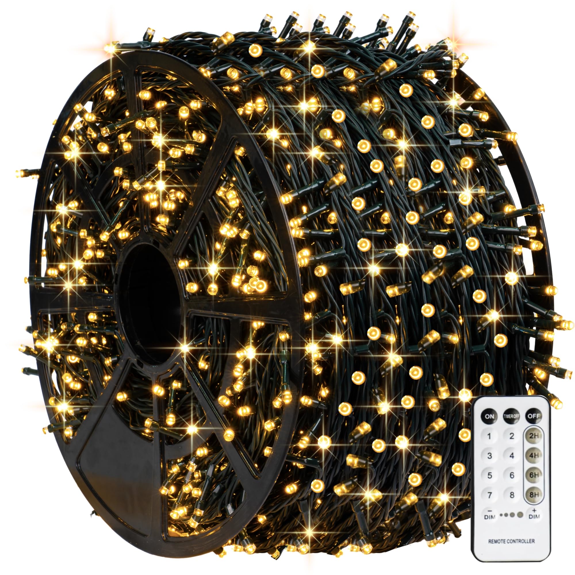 Tw Shine 1000 Led Christmas Lights, 328Ft Warm White String Lights With Remote, 8 Modes