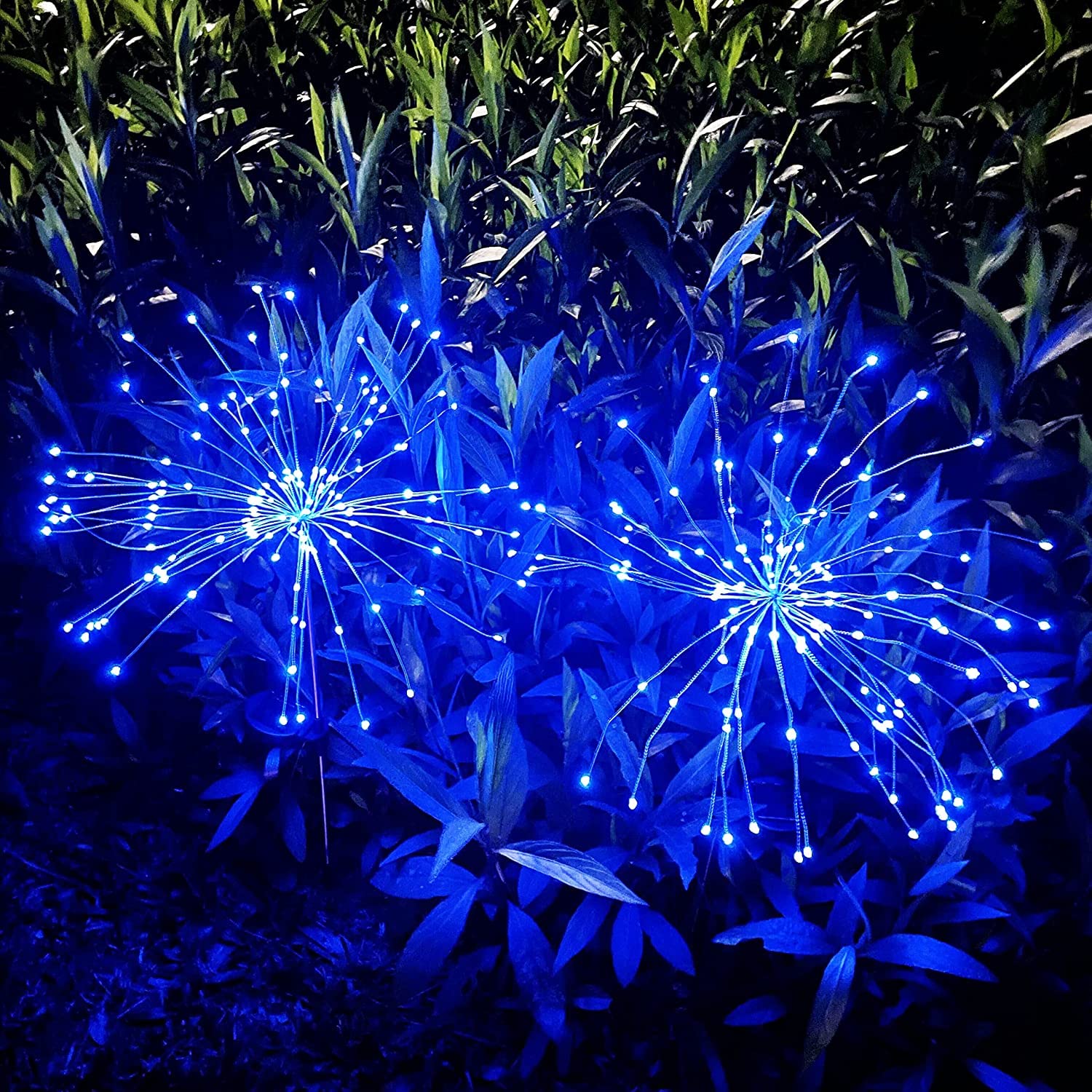 JJGoo Solar Garden Lights, 2 Pack 150 LEDs, Waterproof, 2 Lighting Modes, Blue