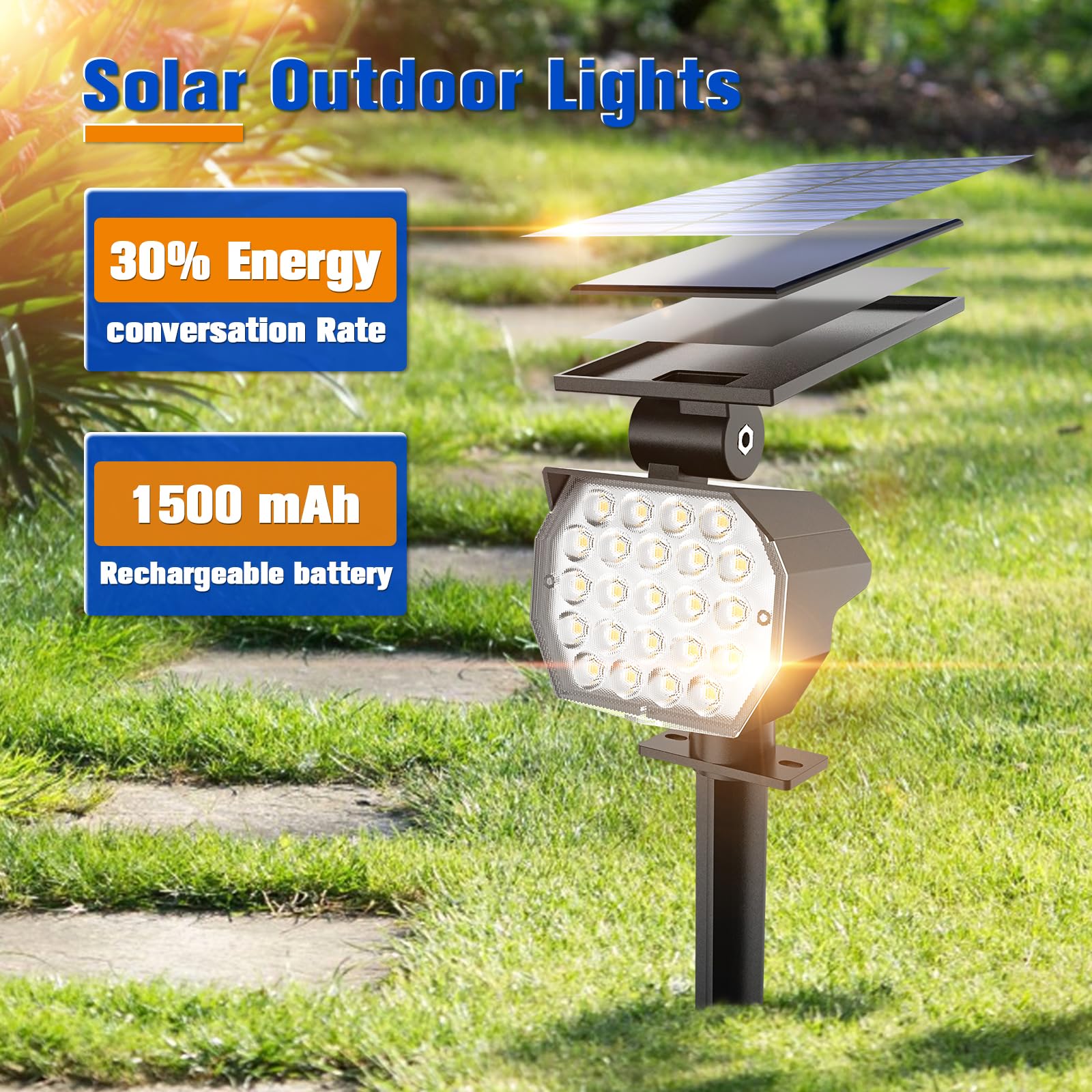 Aponuo Solar Spot Lights Outdoor Waterproof 8 Pack Ip67,23 Led 3 Lighting Modes Solar Landscape Lights Outdoor For Yard Garden H
