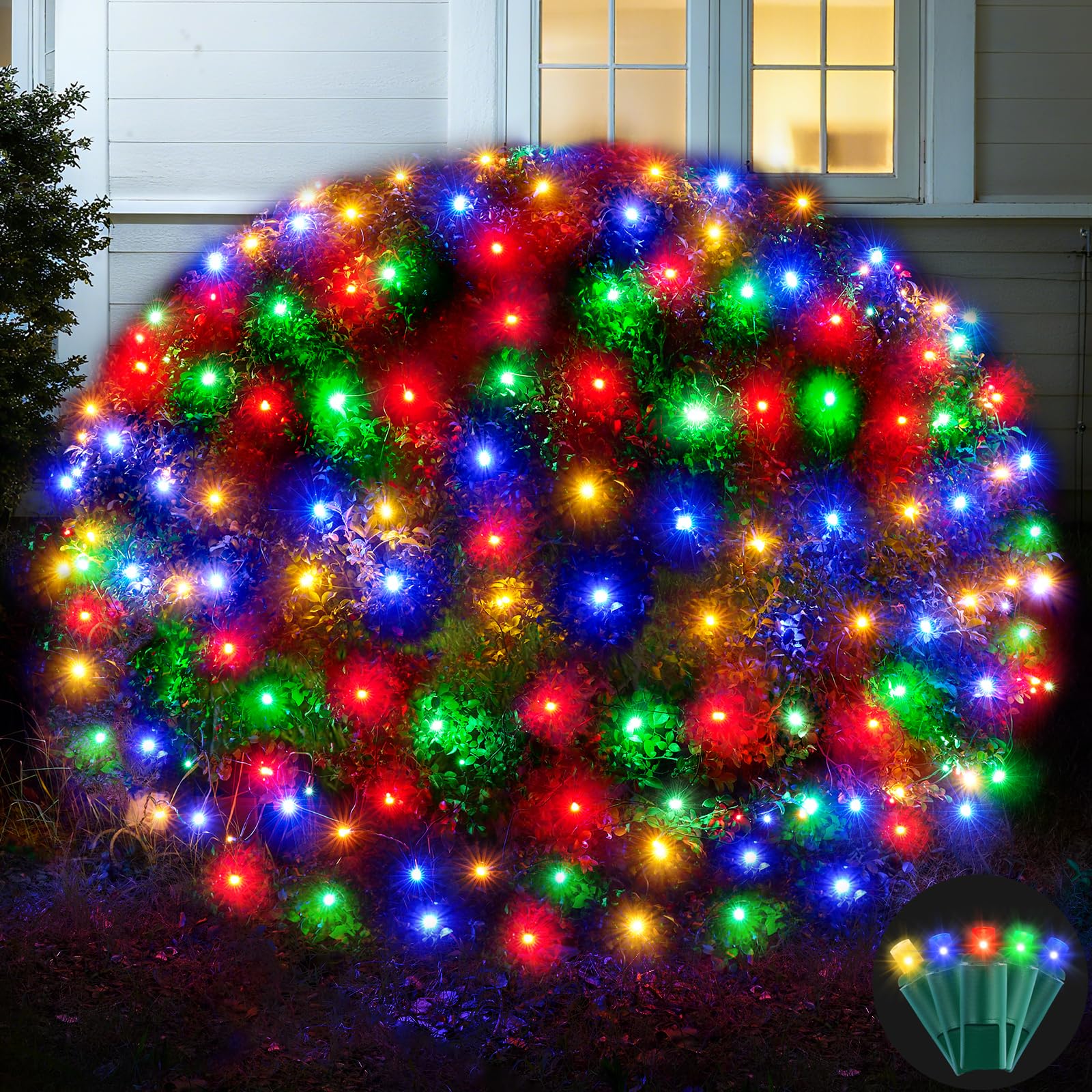 Led Net Lights Christmas Lights Outdoor 200Leds 9ftx6ft Upgraded Multicolor Christmas Net Lighting  Waterproof UL Listed Outdoor Indoor Large Mesh Net Light for Xmas Trees  Bushes  Shrubs Decorations