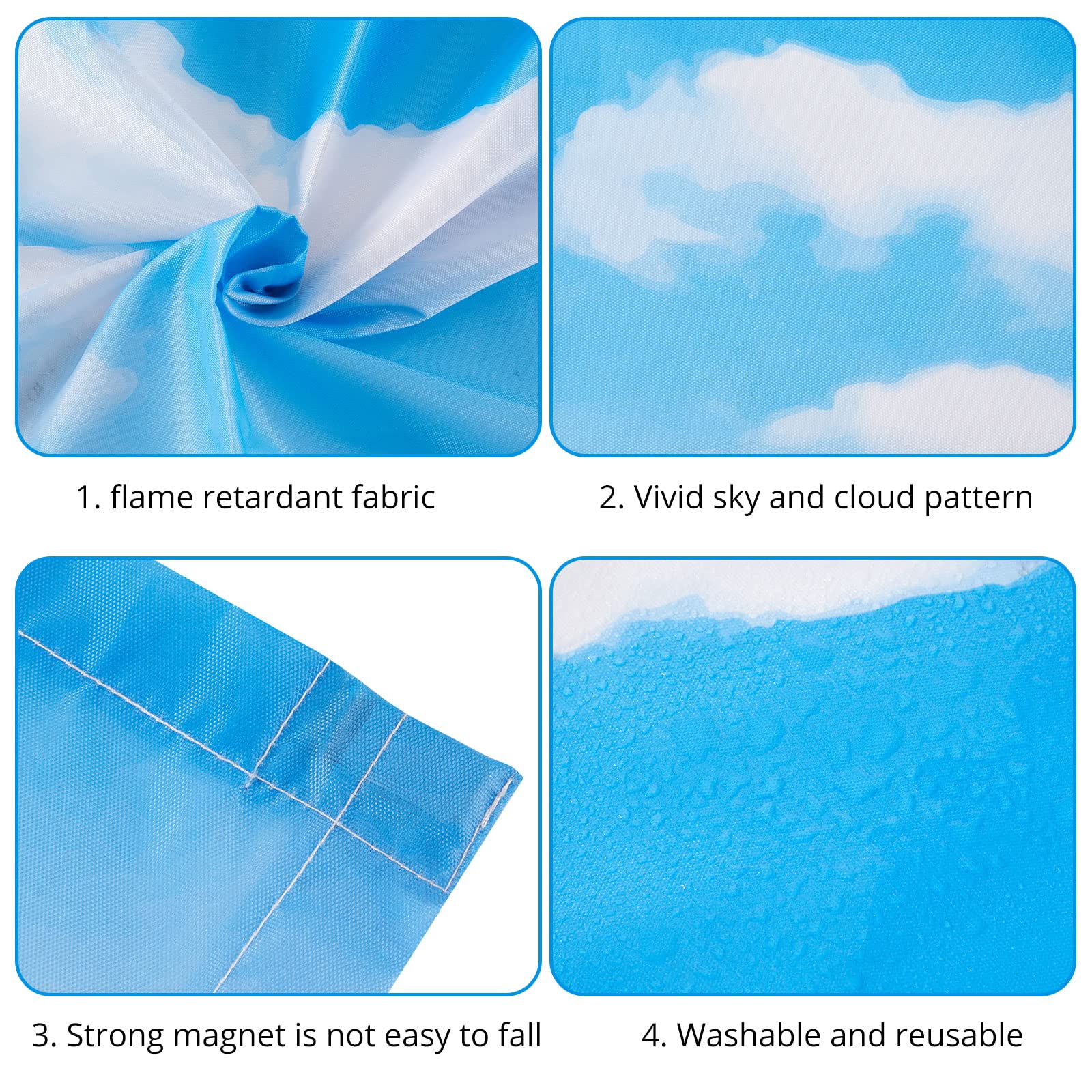 Hortsun Fluorescent Light Covers - 6 Pcs Magnetic Filters, Sky Cloud Design, Fabric Material for Classroom & Office
