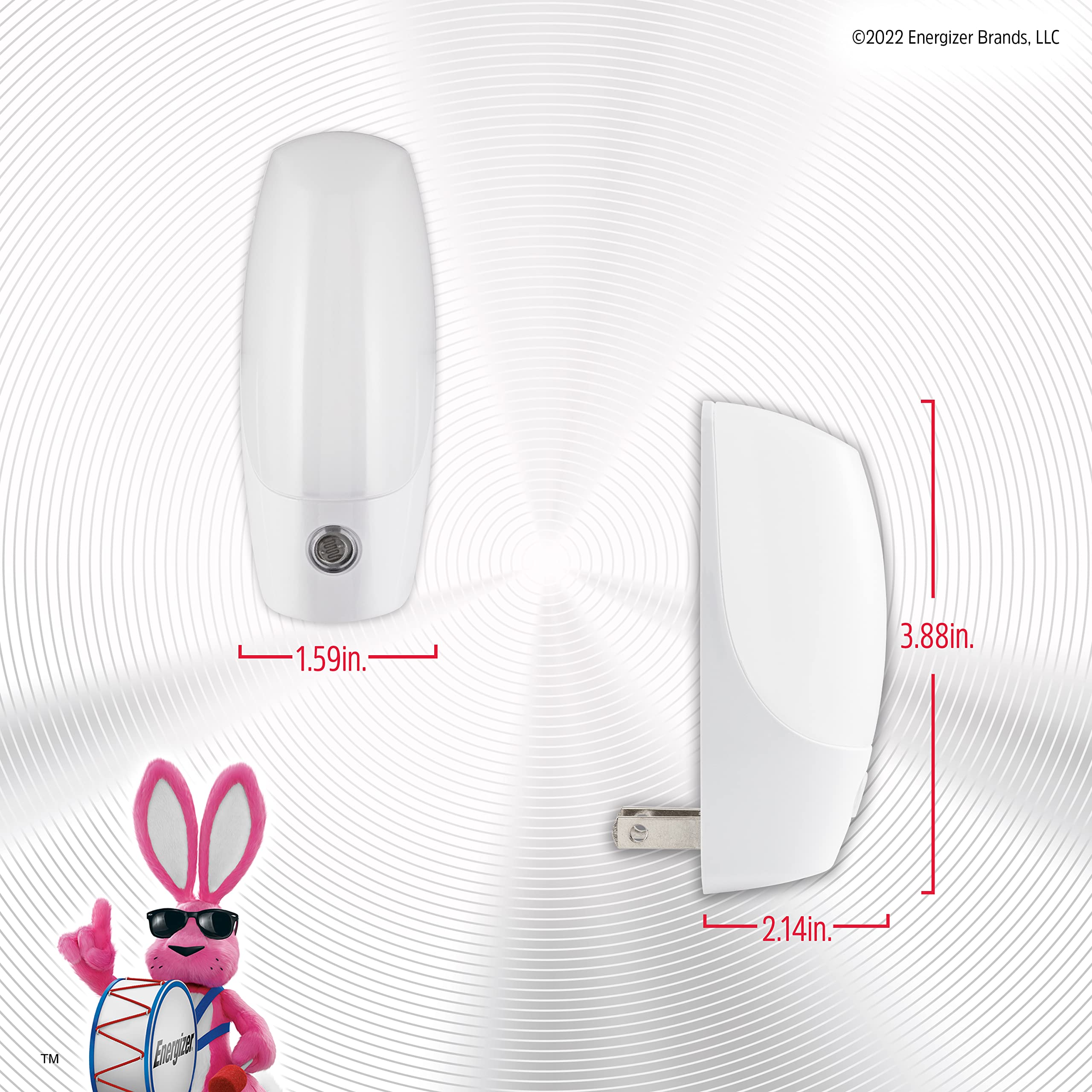 Energizer Led Automatic Night Lights, Plug-In, Soft White, Light Sensing, On At Dusk, Off At Dawn, Energy Efficient, Ideal For Bedroom, Bathroom, Kitchen, Hallway, Staircase, 37101, 2 Pack,