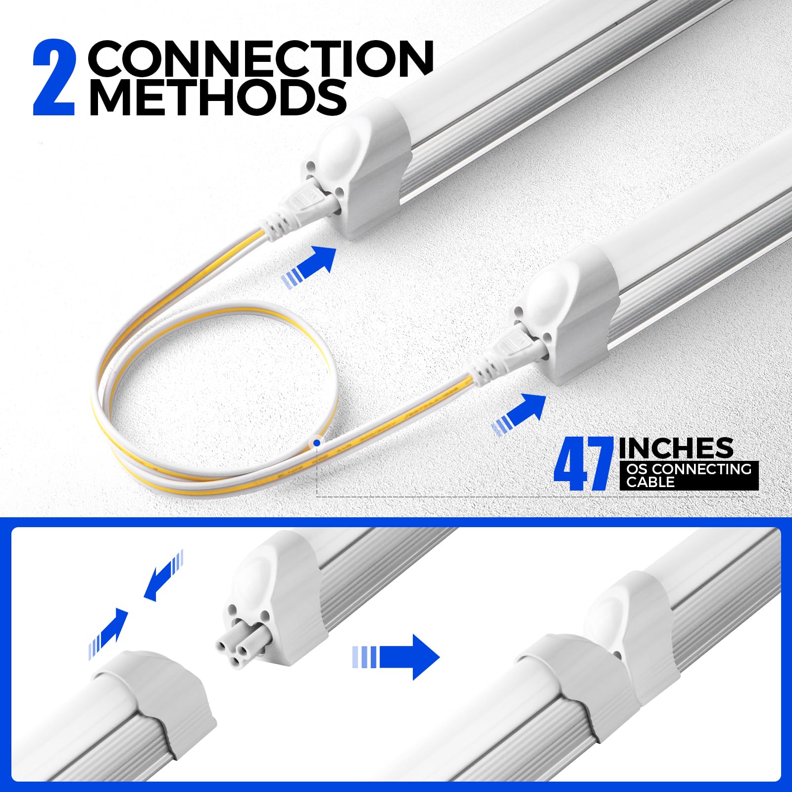 Barrina T5 Led Shop Light, 8Ft, 5000Lm, 6500K (Super Bright White), 45W, Linkable Shop Light, Led Garage Light, Corded Electric