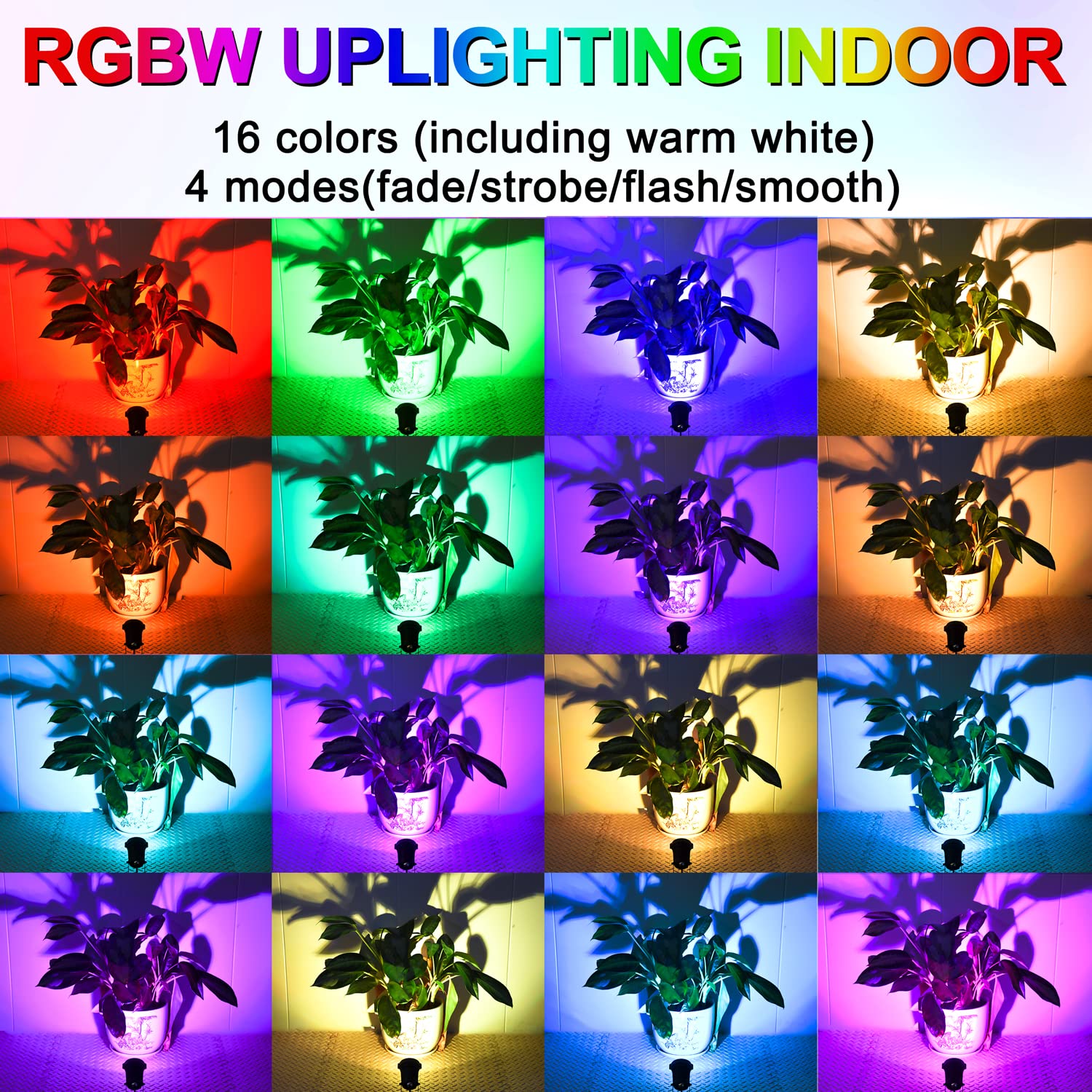 Fzwle Led Spot Lights Indoor,Rgbw Color Changing Up Lights Indoor Remote Control Plant Spotlight Decorative Lights Plug 6 Ft Cor
