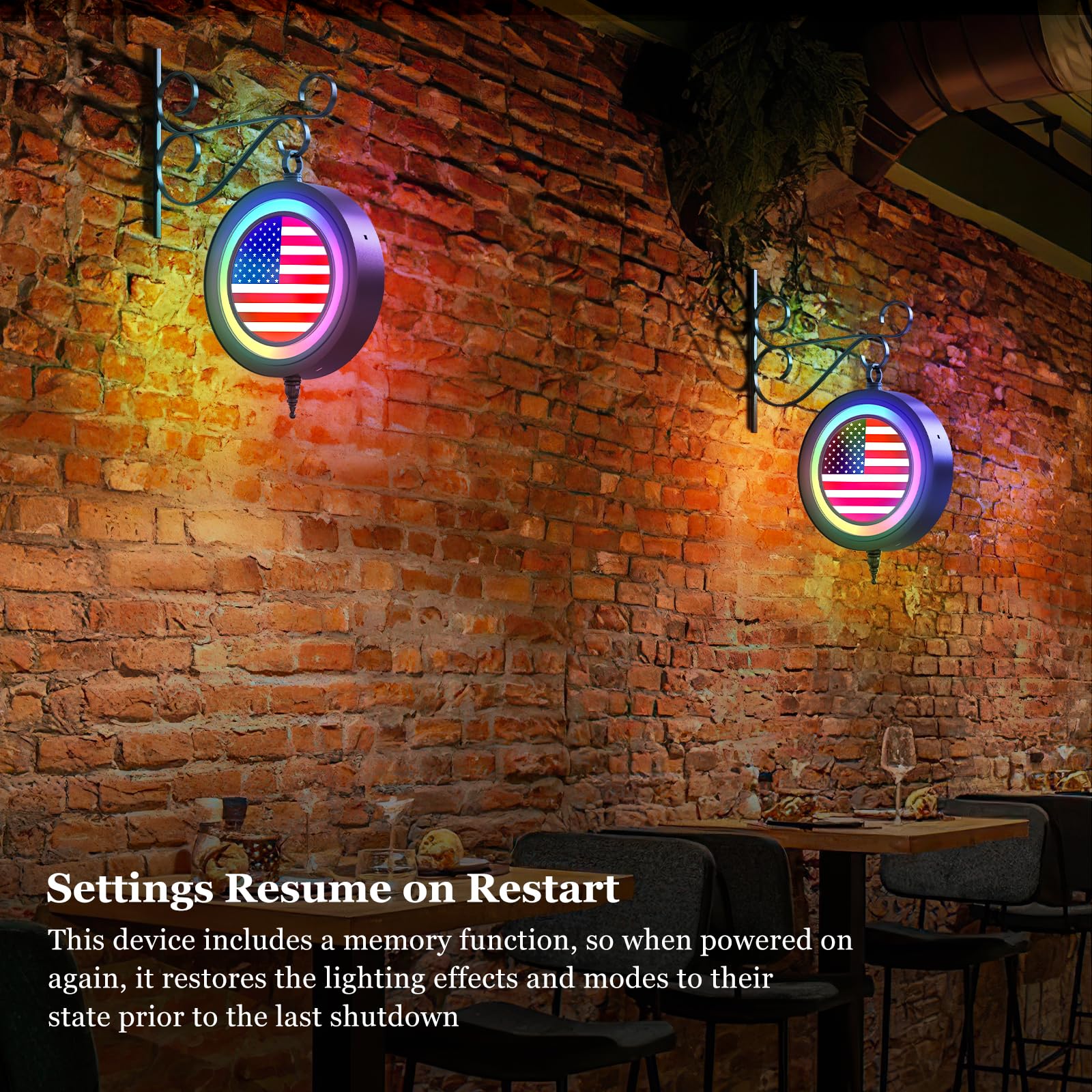 Lotalot LED Wall Light for Bedroom, Living Room, Hallway, American Flag Lights Rechargeable Wall Lights, Easy Installation, Hall