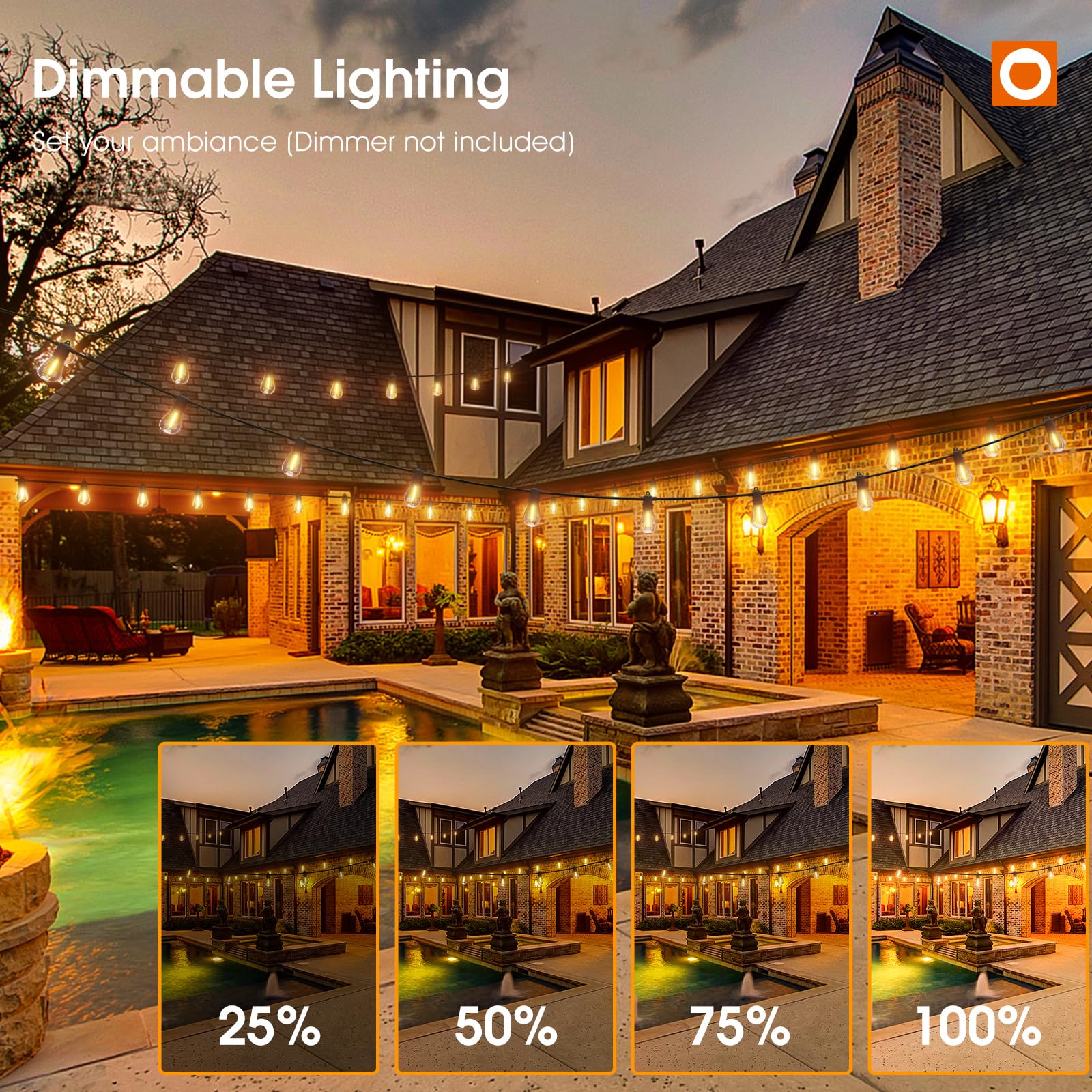 Addlon 150Ft(3-Pack*50Ft) Led Outdoor String Lights With Edison Shatterproof Bulbs, Heavy-Duty And Weatherproof Strand, Commerci