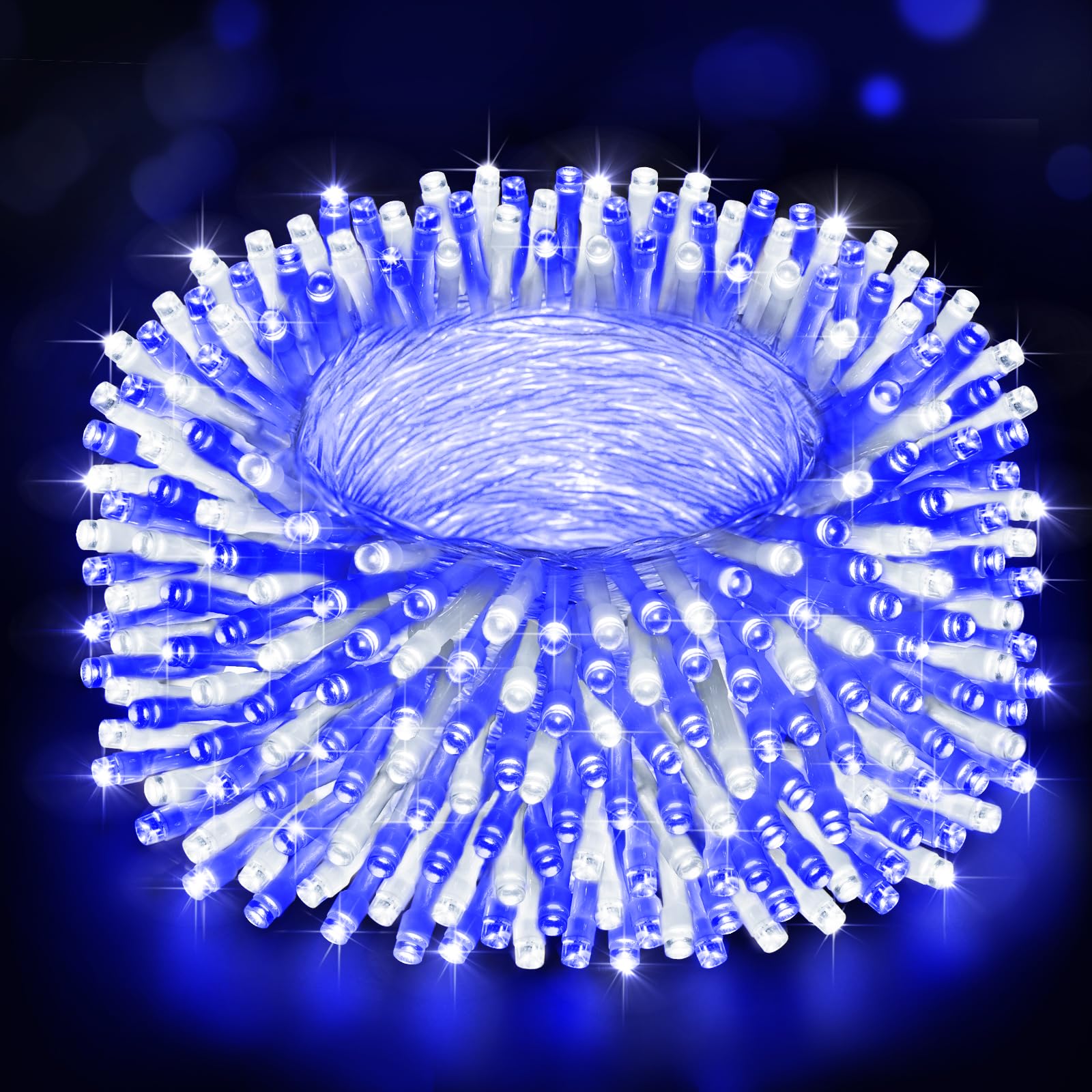 Heceltt LED String Lights, 125FT 350 Lights, 8 Modes, Waterproof, Blue and Cold White, Model BG-CL3M3-306L01