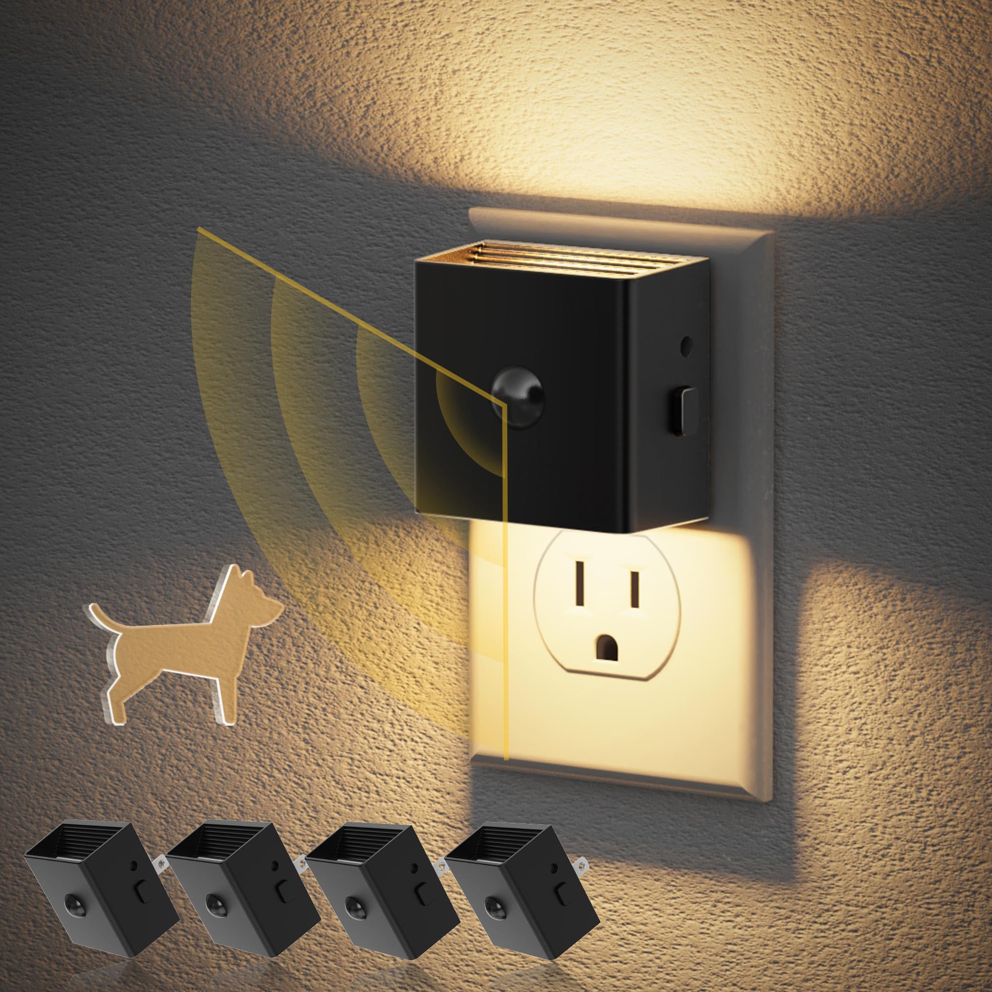 Jandcase Motion Sensor Night Light, Night Lights Plug Into Wall With Adjustable Brightness, Motion Activated Night Light, 3000K