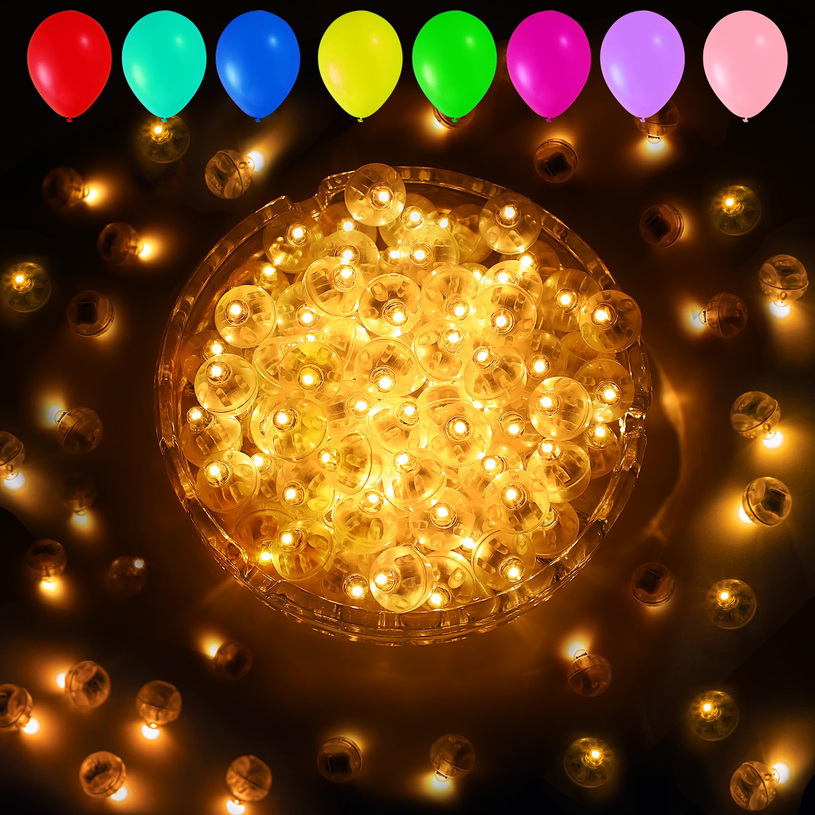 Aogist Balloon Lights, Waterproof Twinkle Mini Light, Battery Powered, 100 PCS-FLASH, Orange-Flash