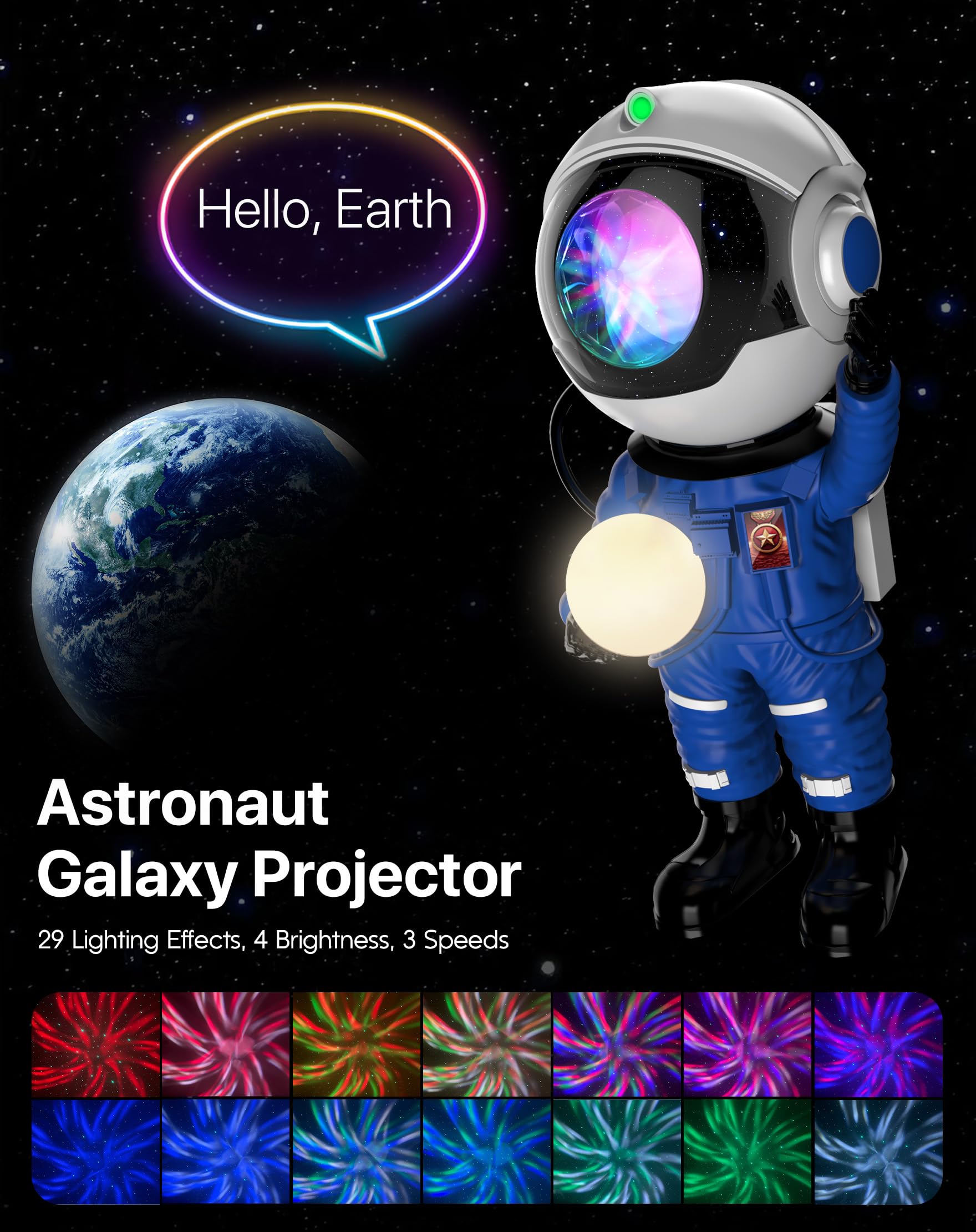 Rossetta Galaxy Projector, LED Star Projector with Timer & Remote, Blue, Model SC513, Kids Room Night Light, Home Decor
