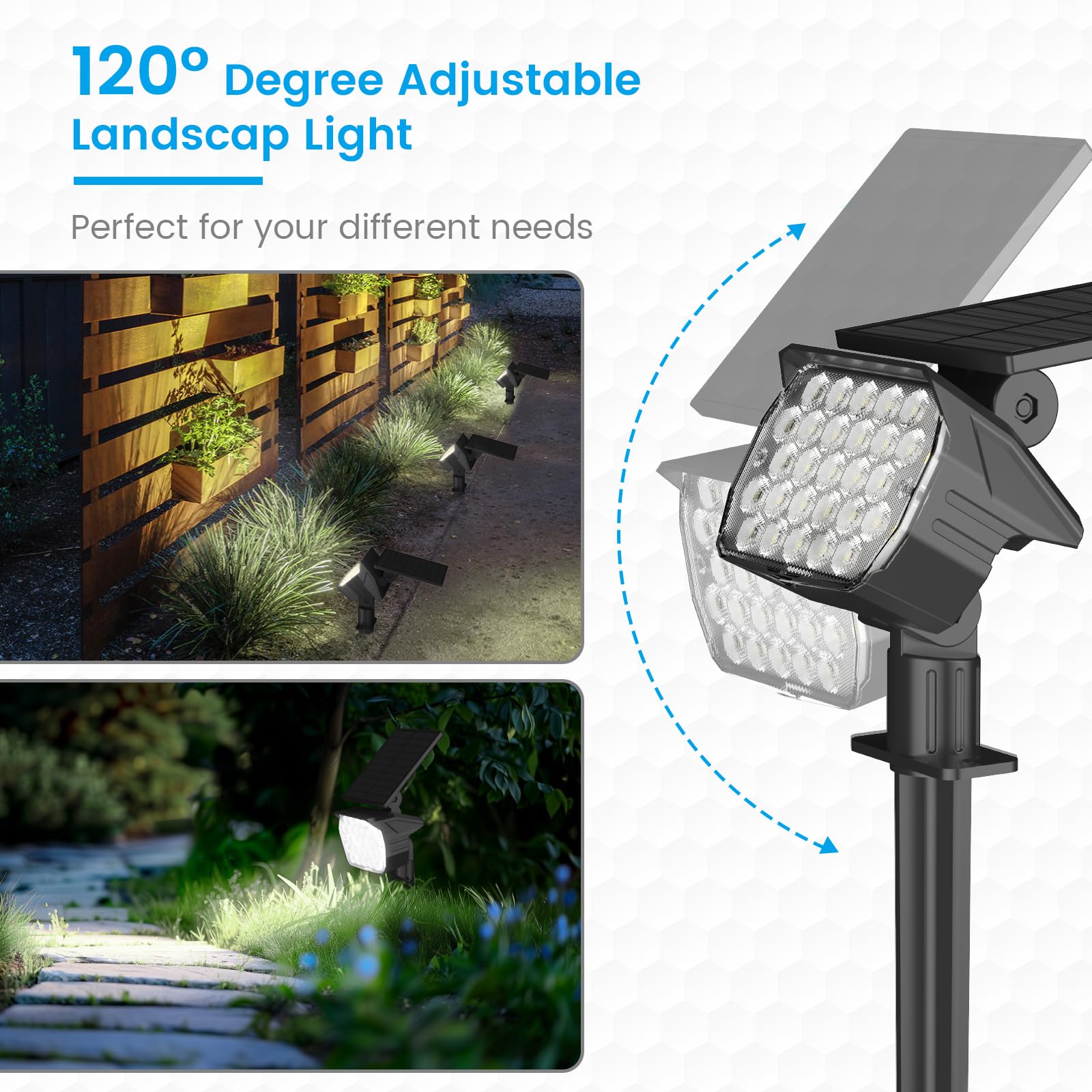 Volisun Solar Spot Lights Outdoor, 27 Led, Ip67 Waterproof, 3 Modes, 6 Pack - Cool White