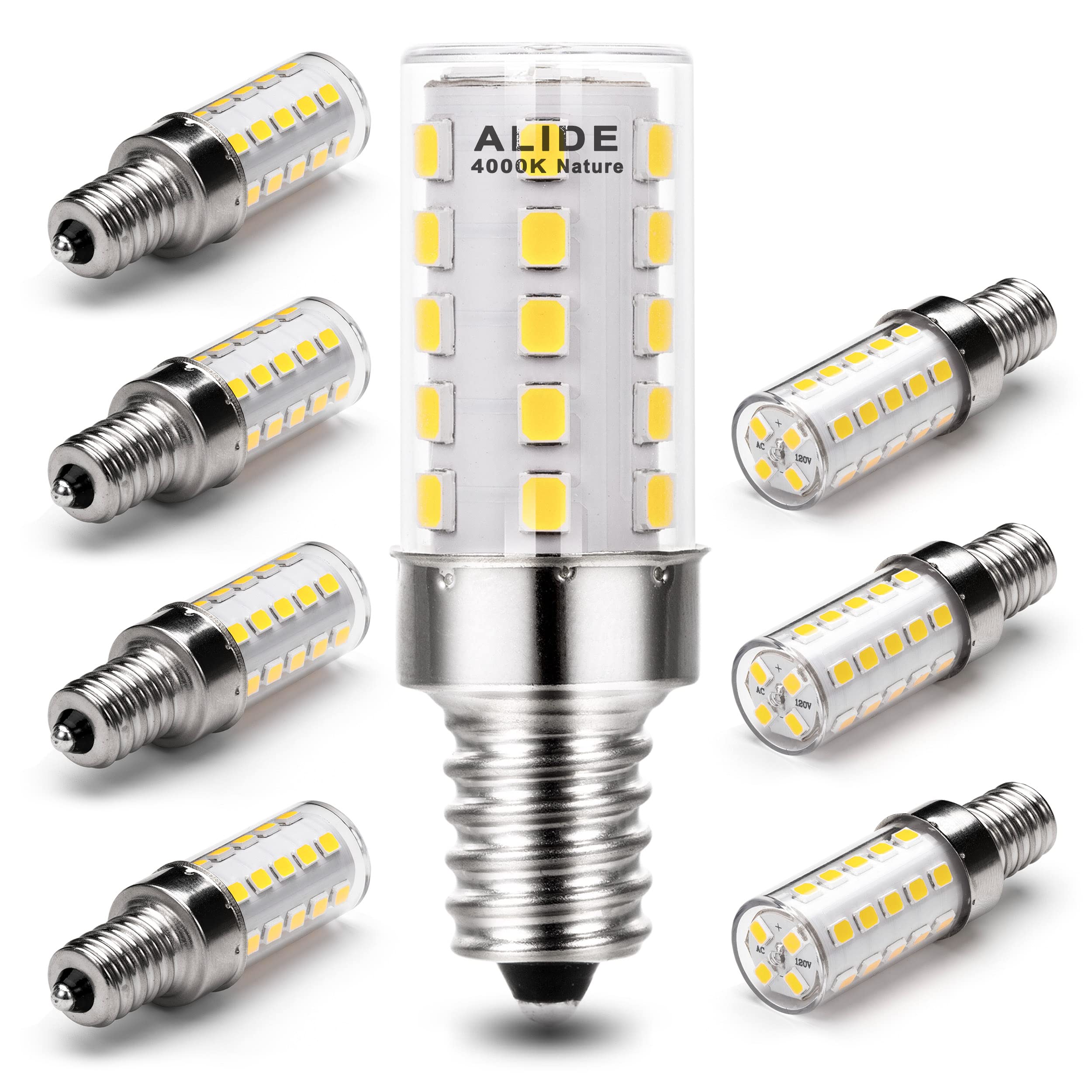 Alide E12 40 Watt Replacement Led Candelabra Bulbs C7,4000K Natural White,T6 E12 4W Led Candle Light Bulbs For Ceiling Fan Salt 